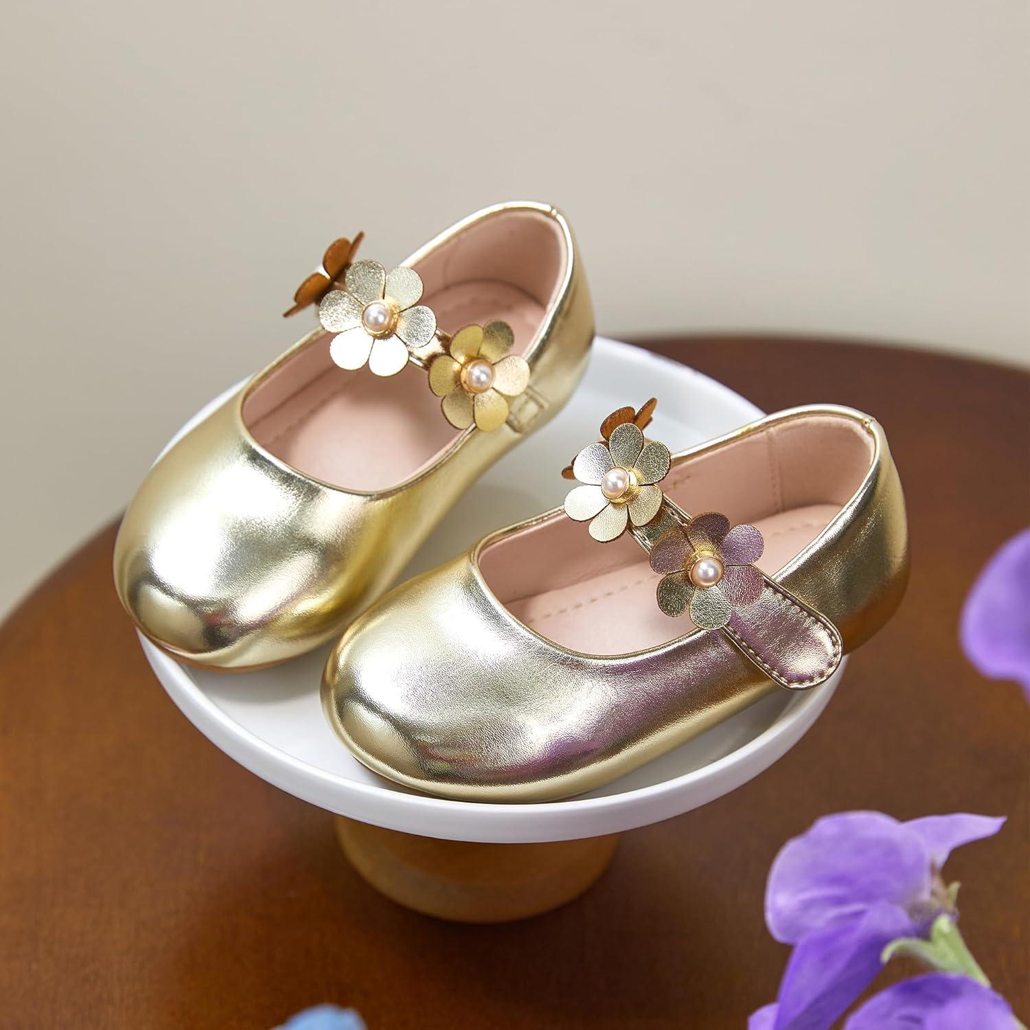 imageKiderence Toddler Girls Dress Shoes Little Kids Mary Janes Ballet Flats ToddlerCk920 Gold