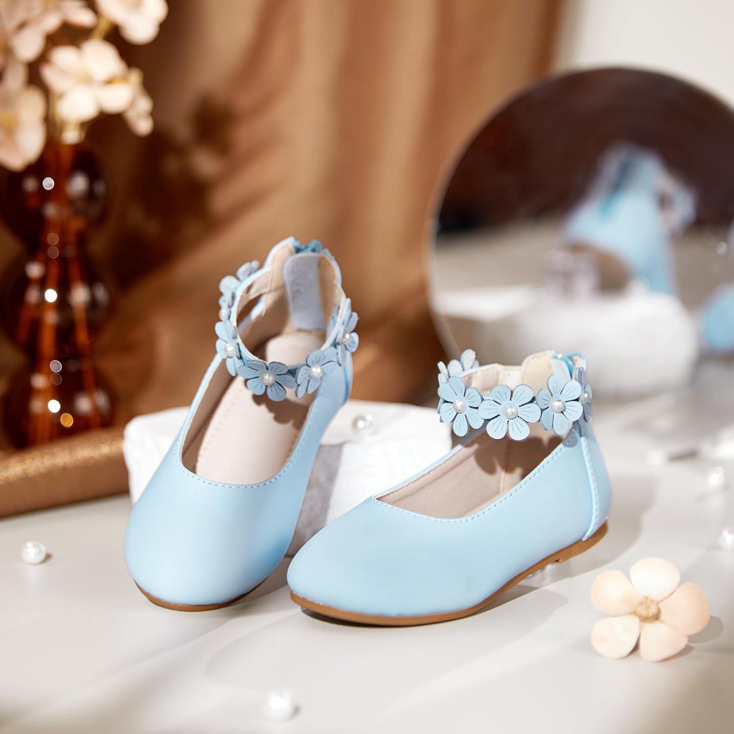 imageKiderence Toddler Girls Dress Shoes Little Kids Mary Janes Ballet Flats ToddlerCk921 Light Blue