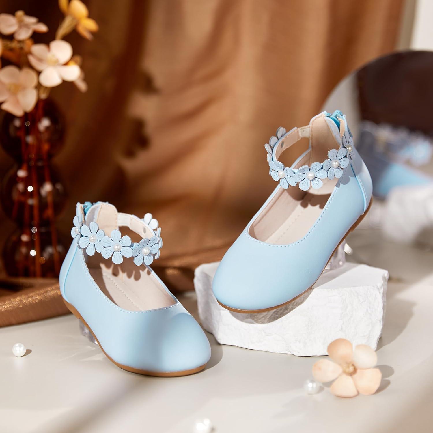 imageKiderence Toddler Girls Dress Shoes Little Kids Mary Janes Ballet Flats ToddlerCk921 Light Blue