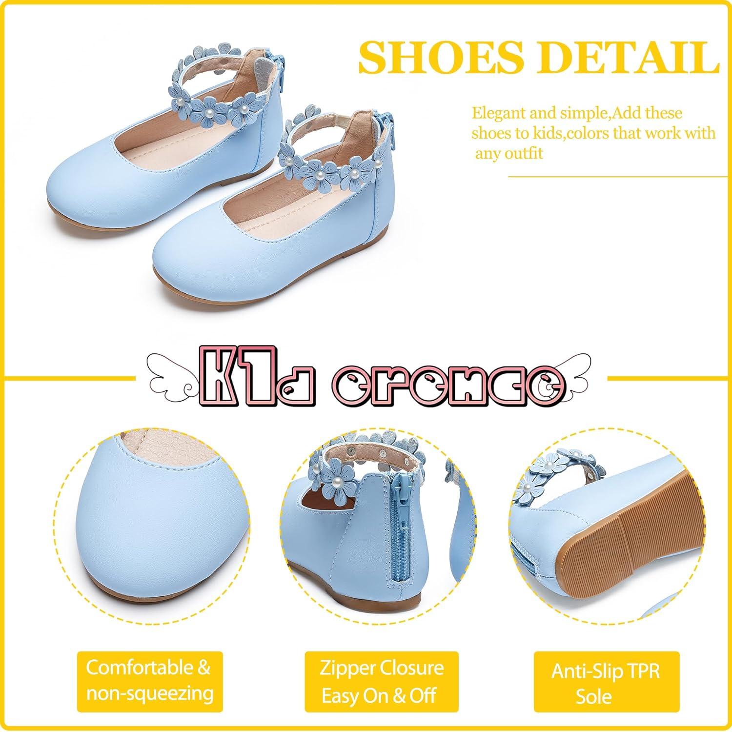 imageKiderence Toddler Girls Dress Shoes Little Kids Mary Janes Ballet Flats ToddlerCk921 Light Blue