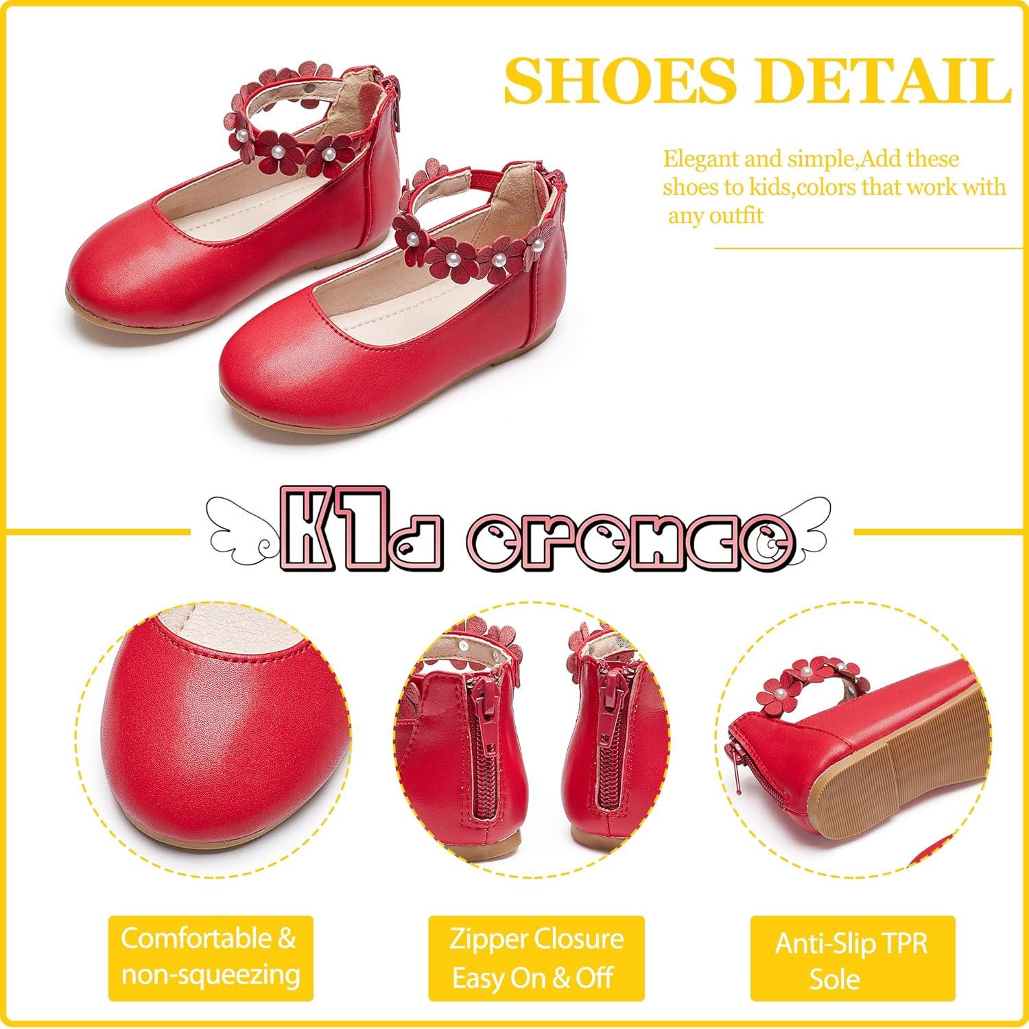 imageKiderence Toddler Girls Dress Shoes Little Kids Mary Janes Ballet Flats ToddlerCk921 Red