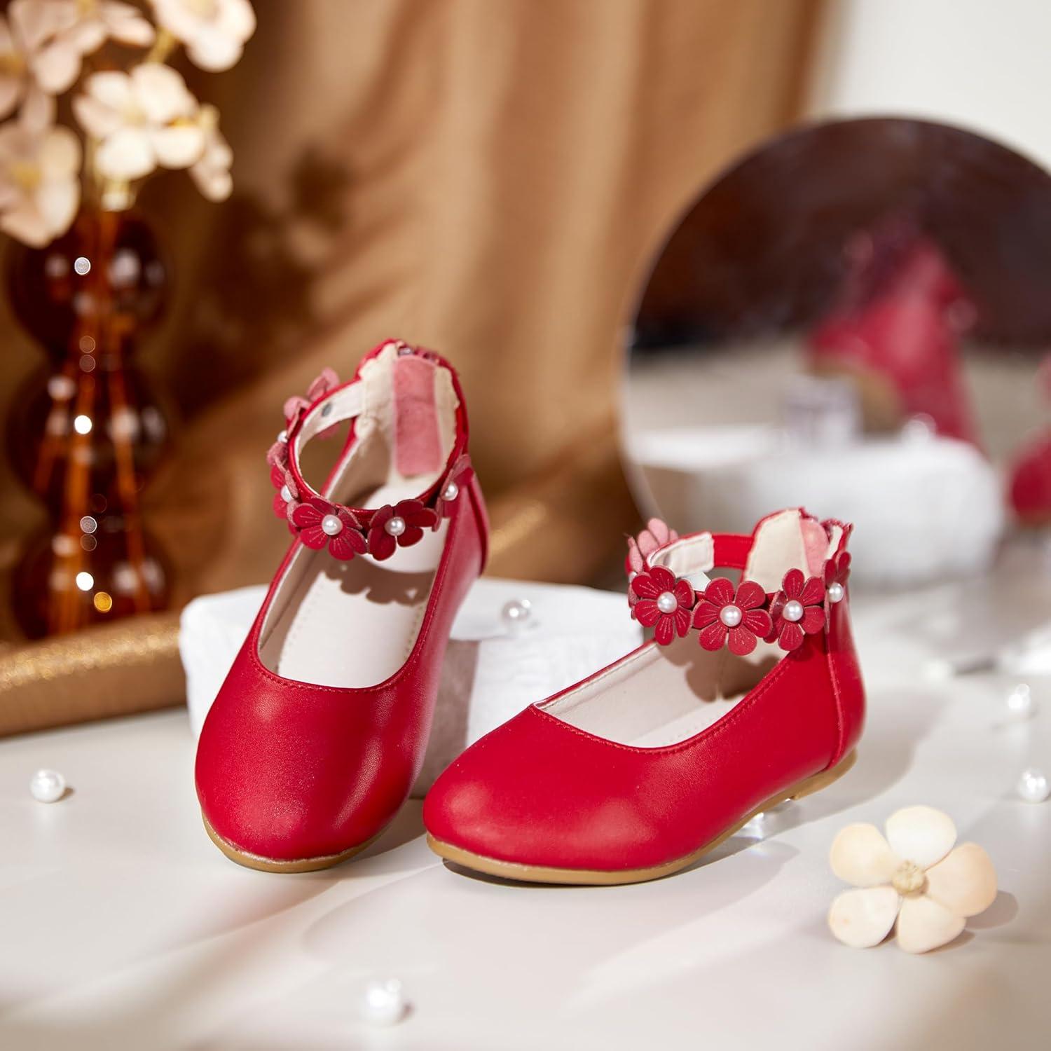 imageKiderence Toddler Girls Dress Shoes Little Kids Mary Janes Ballet Flats ToddlerCk921 Red