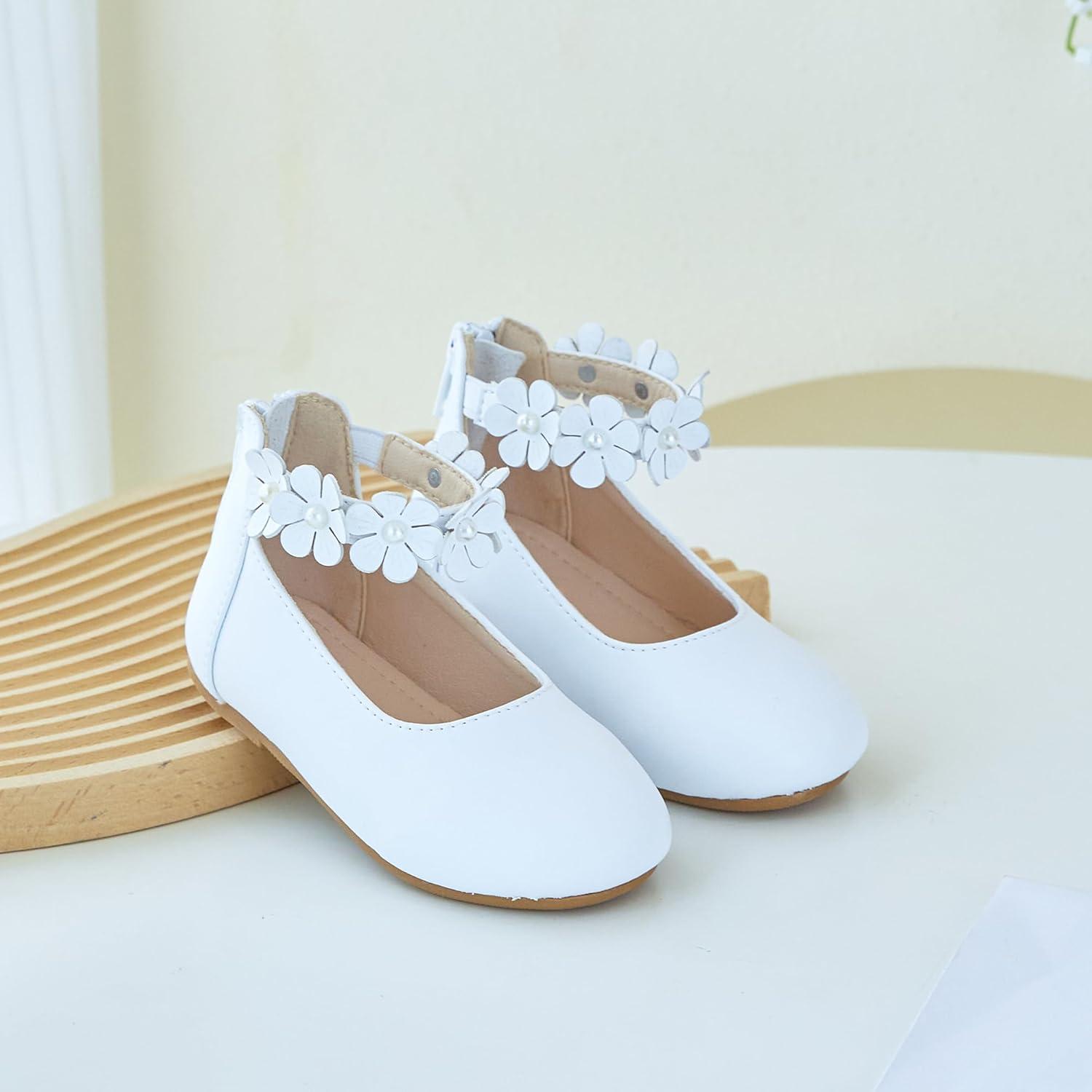 imageKiderence Toddler Girls Dress Shoes Little Kids Mary Janes Ballet Flats ToddlerCk921 White