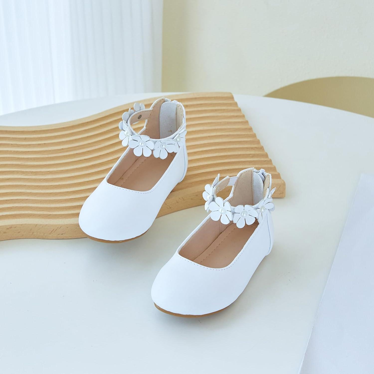 imageKiderence Toddler Girls Dress Shoes Little Kids Mary Janes Ballet Flats ToddlerCk921 White