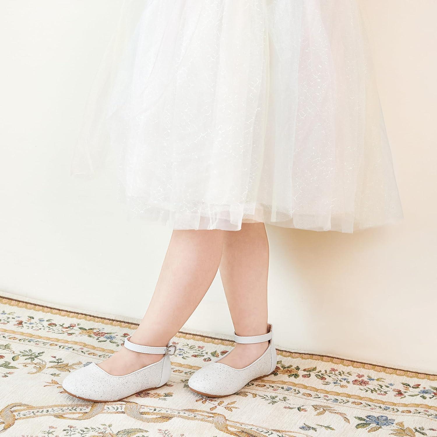 imageKiderence Toddler Girls Dress Shoes Little Kids Mary Janes Ballet Flats ToddlerCk922 White