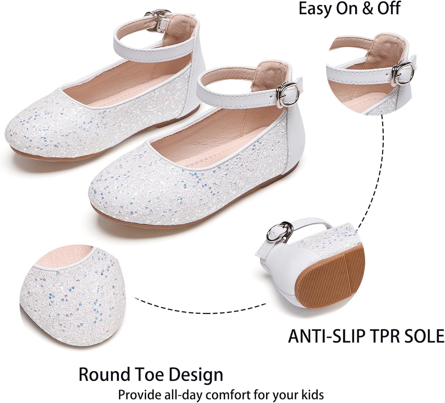 imageKiderence Toddler Girls Dress Shoes Little Kids Mary Janes Ballet Flats ToddlerCk922 White