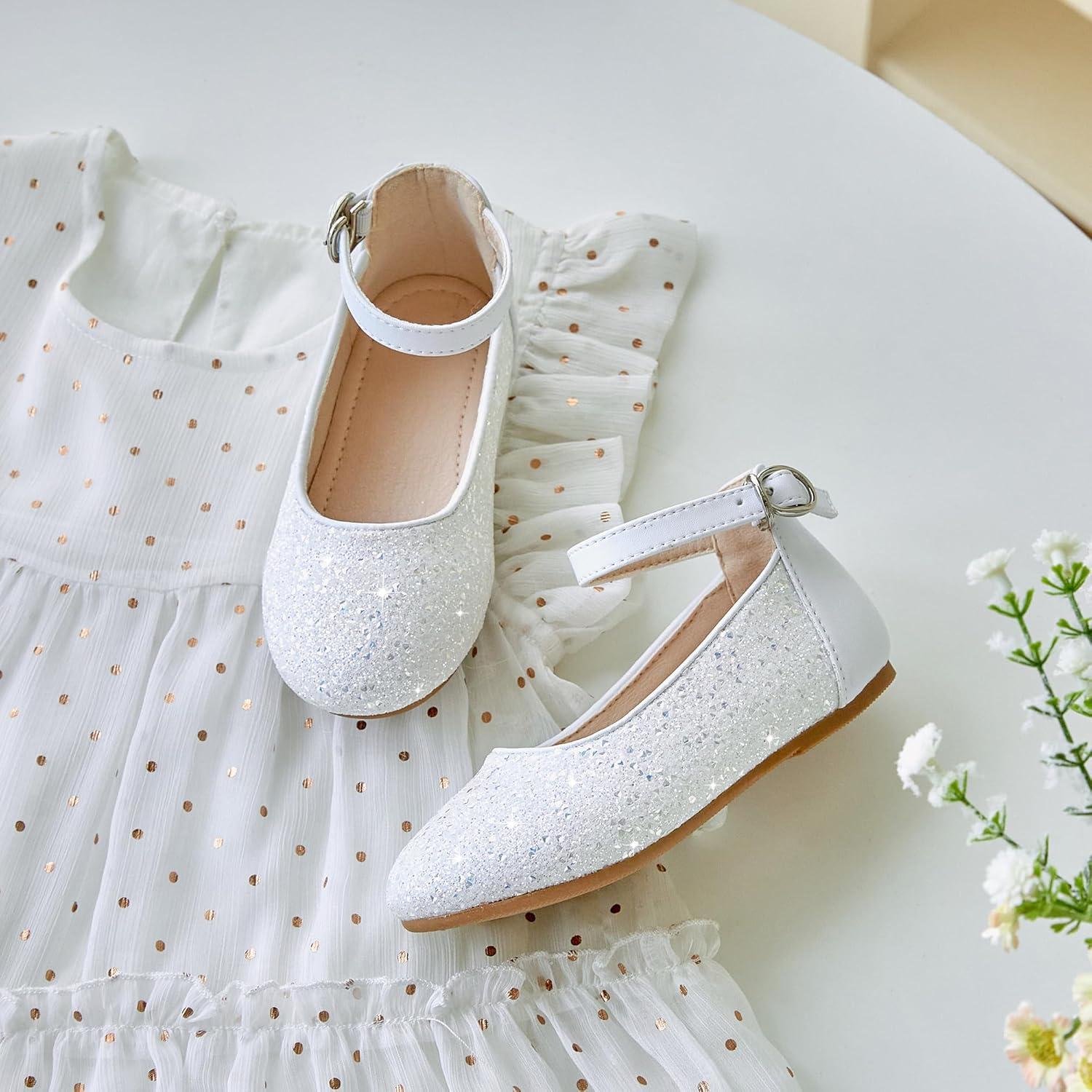 imageKiderence Toddler Girls Dress Shoes Little Kids Mary Janes Ballet Flats ToddlerCk922 White