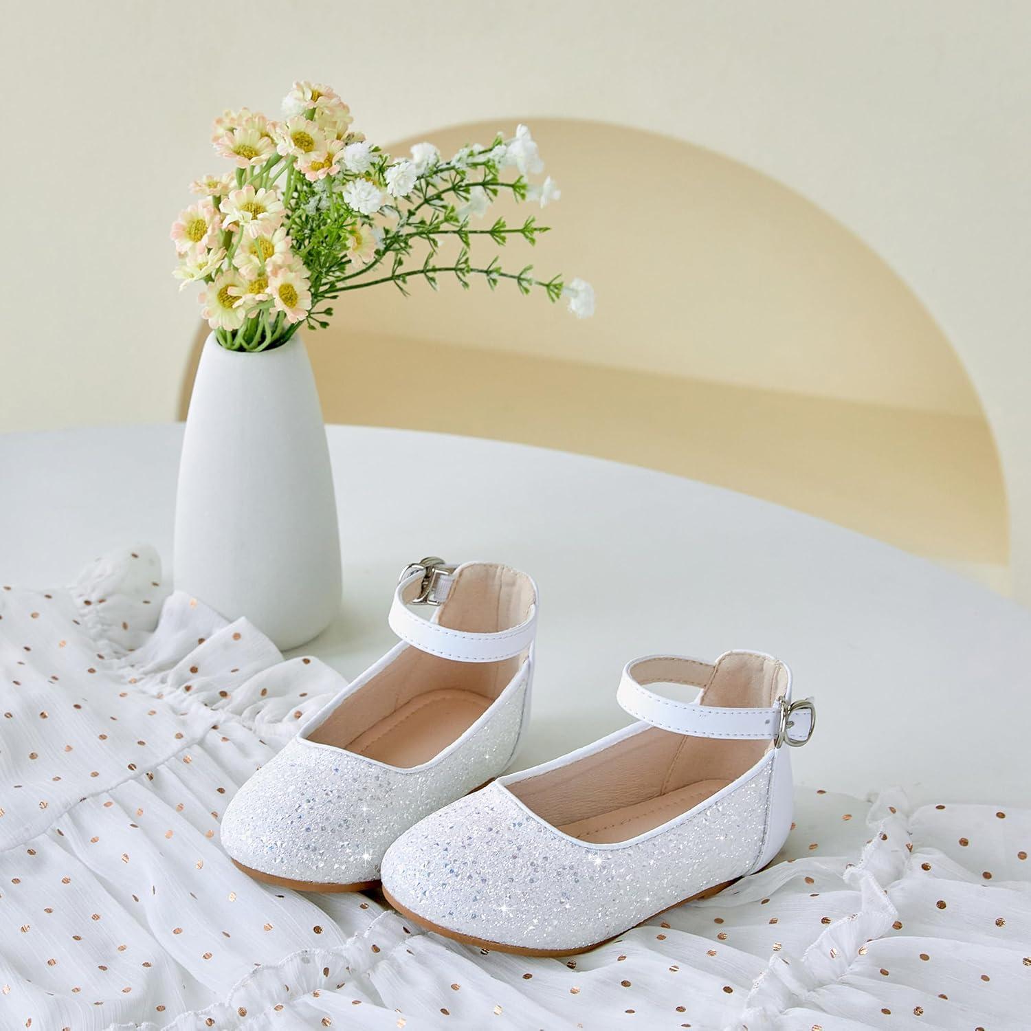 imageKiderence Toddler Girls Dress Shoes Little Kids Mary Janes Ballet Flats ToddlerCk922 White