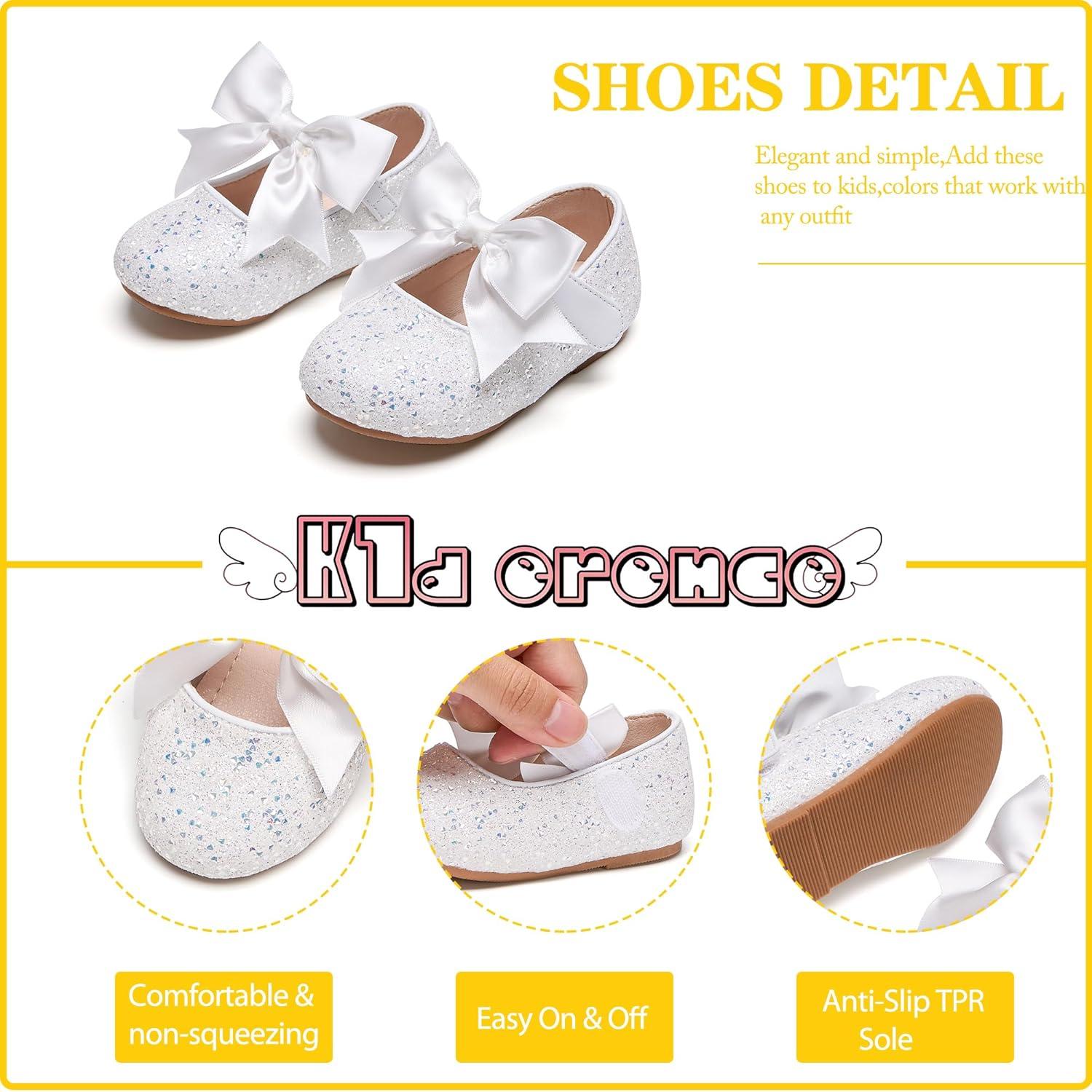imageKiderence Toddler Girls Dress Shoes Little Kids Mary Janes Ballet Flats ToddlerCk923 White