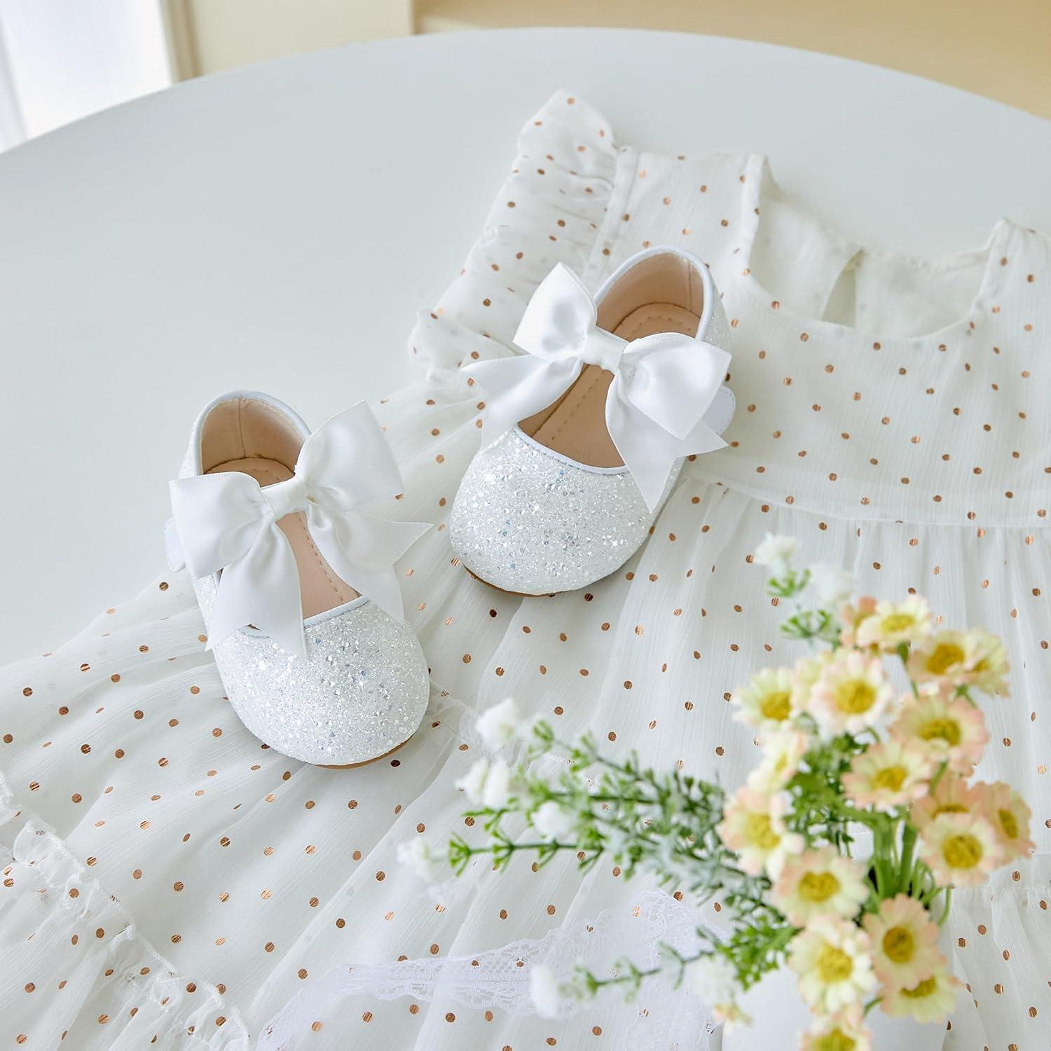 imageKiderence Toddler Girls Dress Shoes Little Kids Mary Janes Ballet Flats ToddlerCk923 White