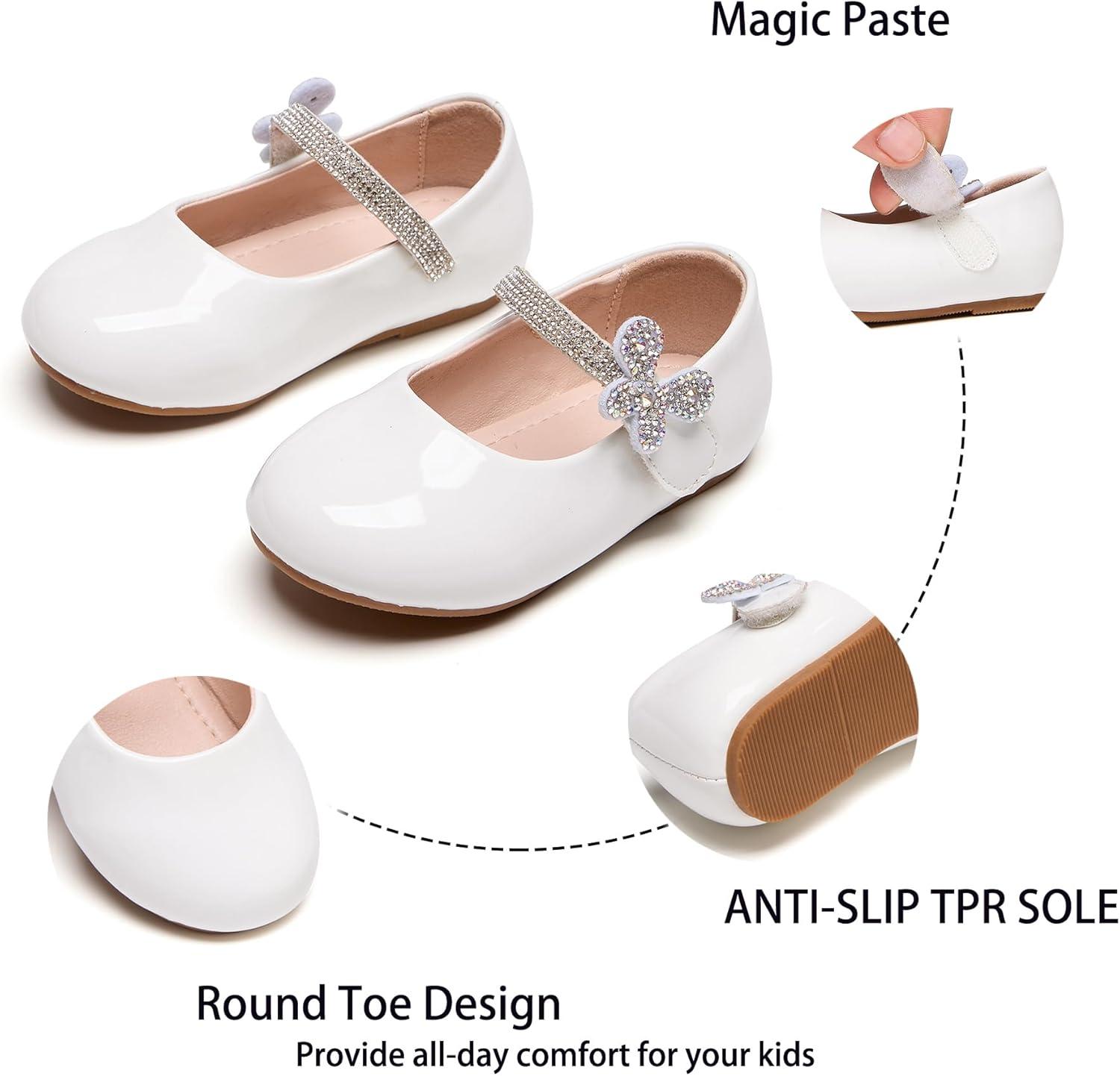 imageKiderence Toddler Girls Dress Shoes Little Kids Mary Janes Ballet Flats ToddlerCk925 White