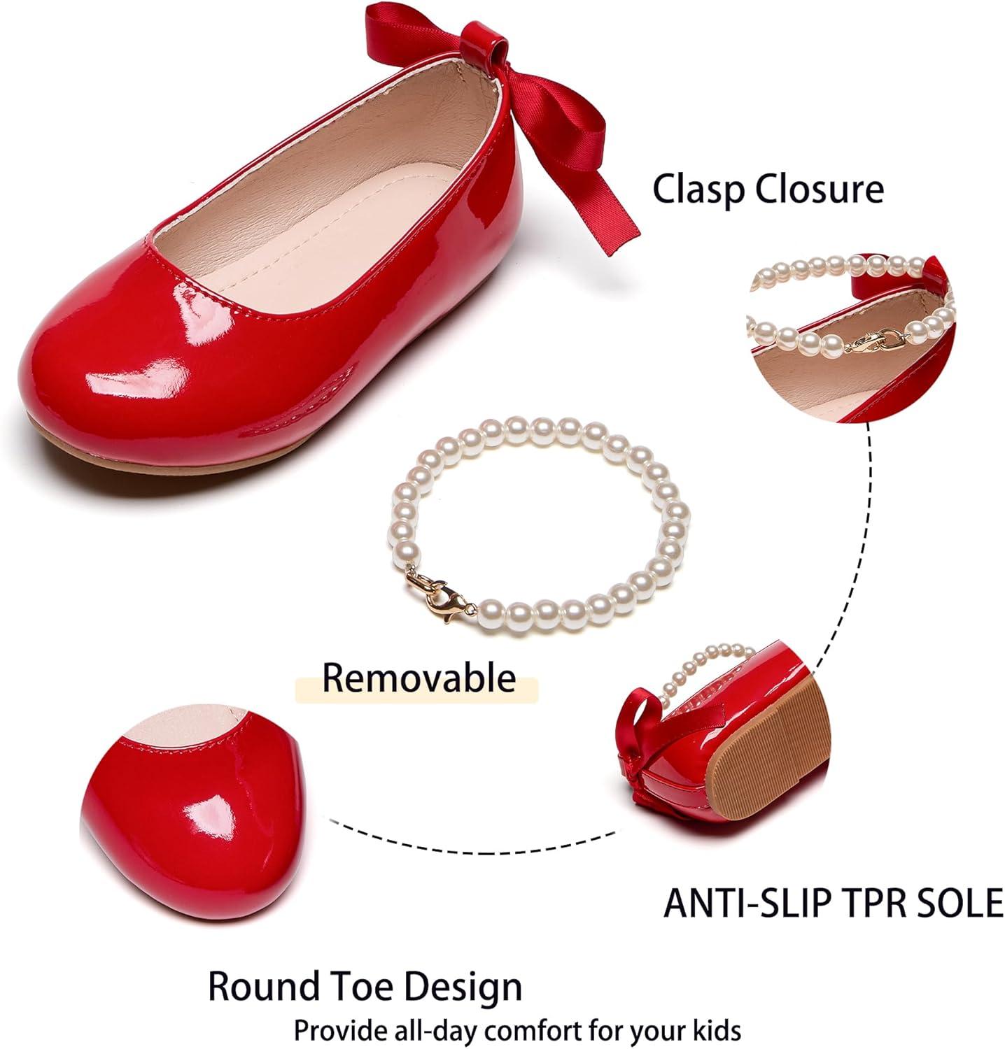 imageKiderence Toddler Girls Dress Shoes Little Kids Mary Janes Ballet Flats ToddlerCk926 Red