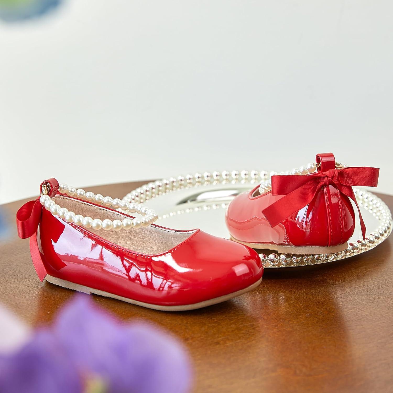 imageKiderence Toddler Girls Dress Shoes Little Kids Mary Janes Ballet Flats ToddlerCk926 Red