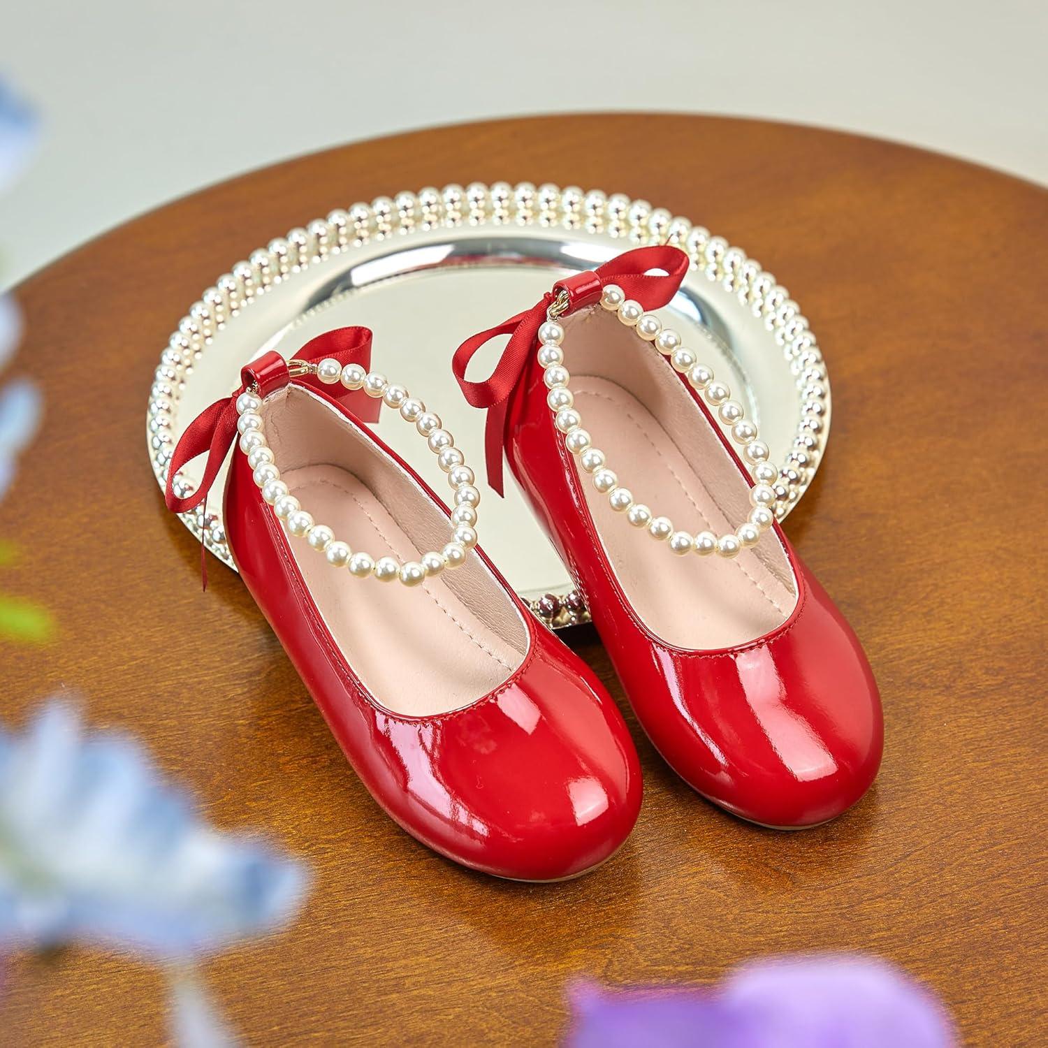 imageKiderence Toddler Girls Dress Shoes Little Kids Mary Janes Ballet Flats ToddlerCk926 Red