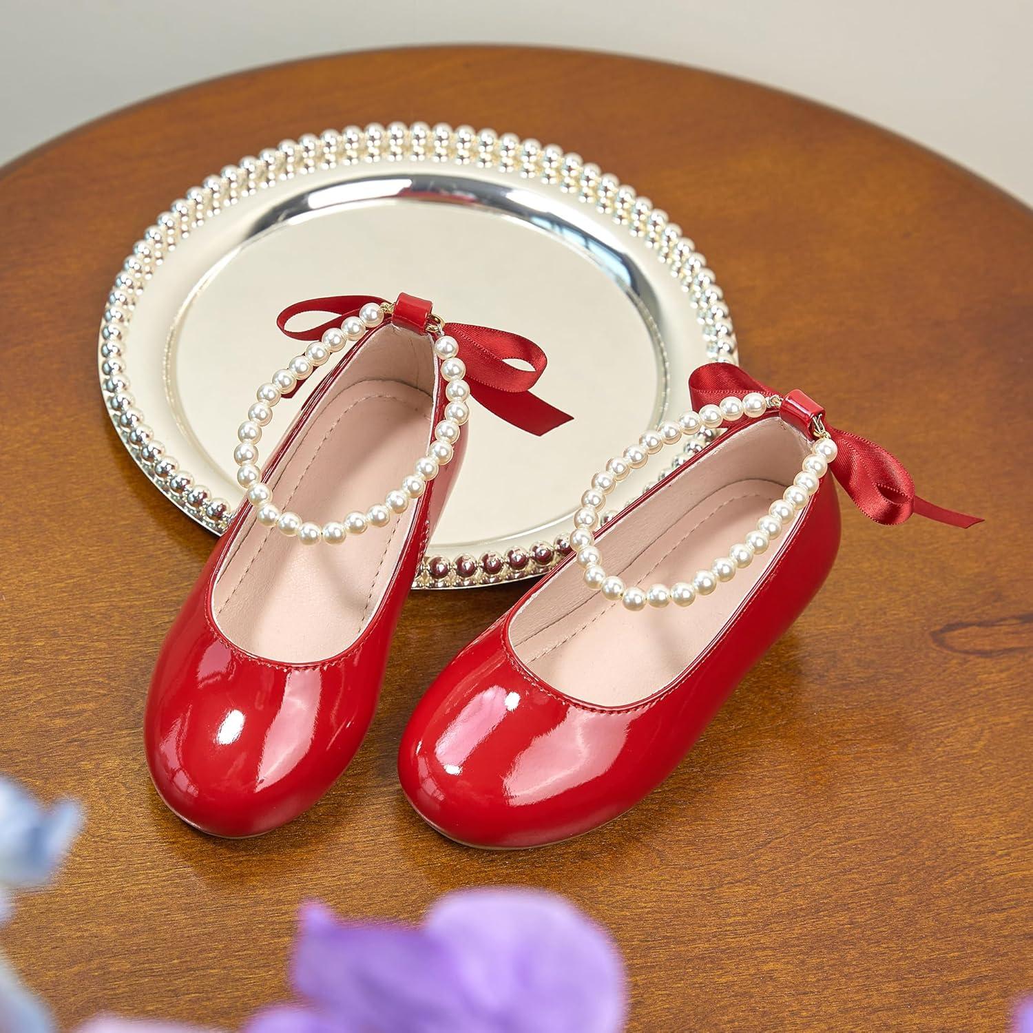 imageKiderence Toddler Girls Dress Shoes Little Kids Mary Janes Ballet Flats ToddlerCk926 Red