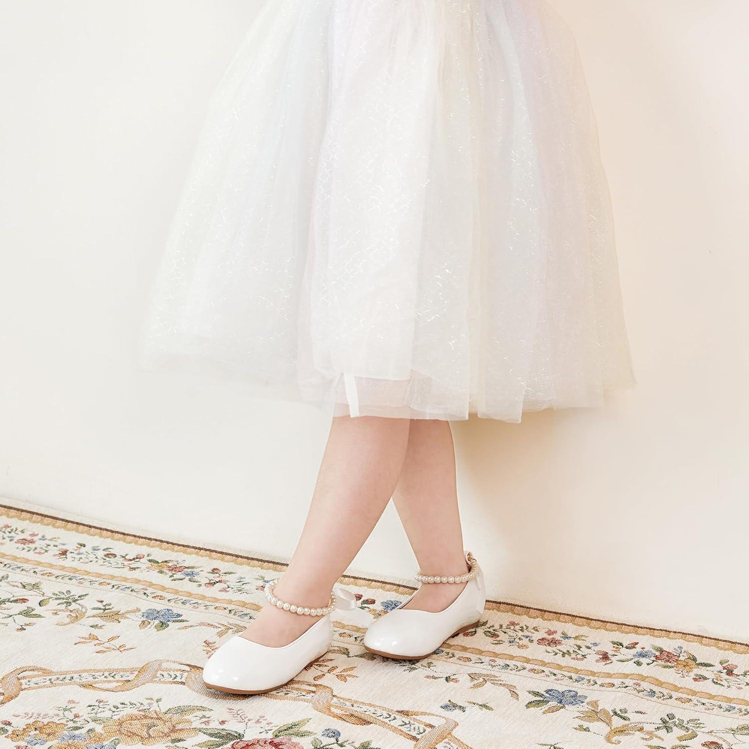 imageKiderence Toddler Girls Dress Shoes Little Kids Mary Janes Ballet Flats ToddlerCk926 White