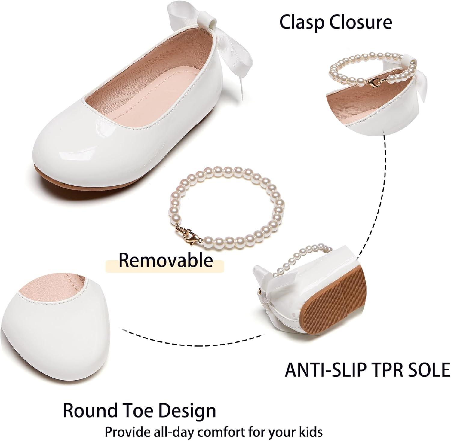 imageKiderence Toddler Girls Dress Shoes Little Kids Mary Janes Ballet Flats ToddlerCk926 White