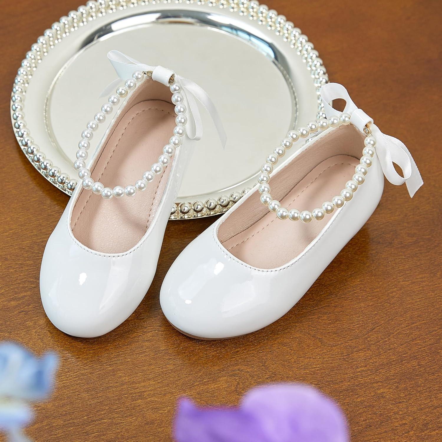 imageKiderence Toddler Girls Dress Shoes Little Kids Mary Janes Ballet Flats ToddlerCk926 White