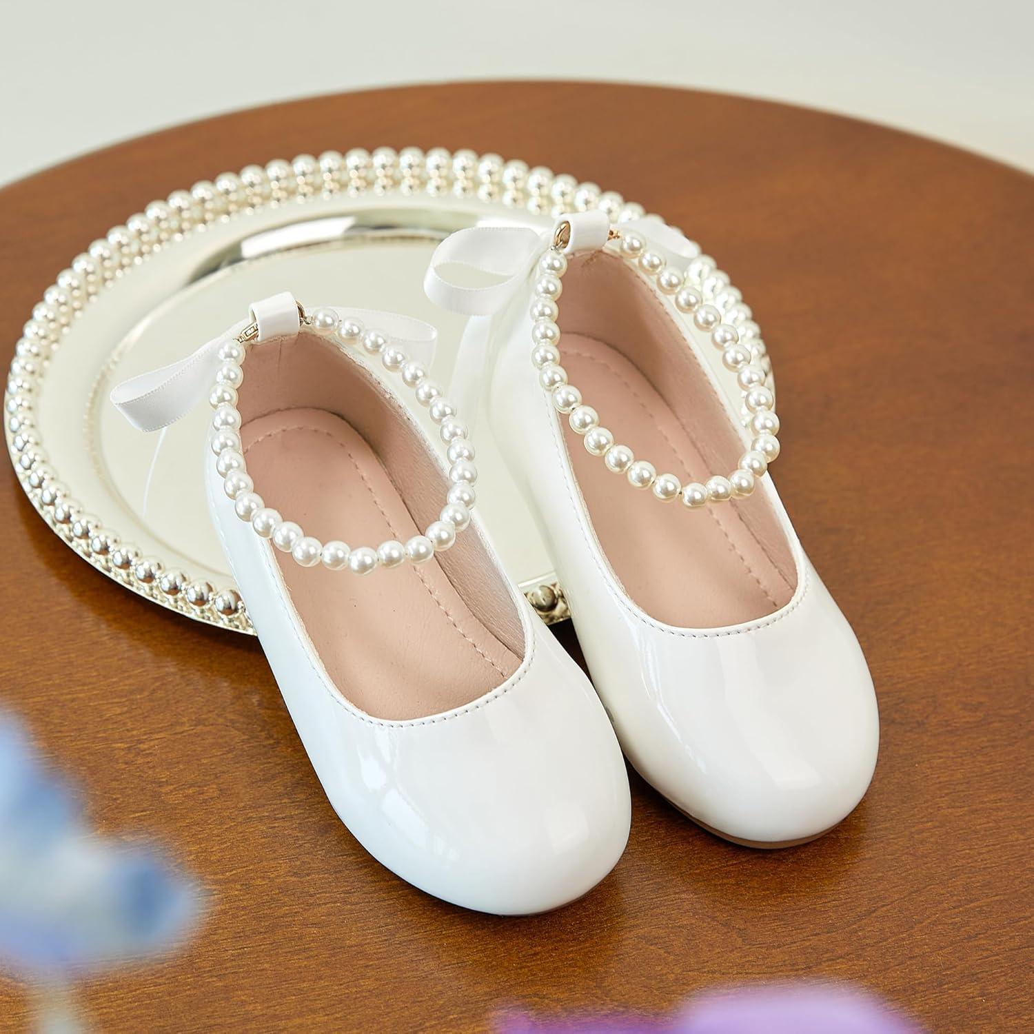 imageKiderence Toddler Girls Dress Shoes Little Kids Mary Janes Ballet Flats ToddlerCk926 White