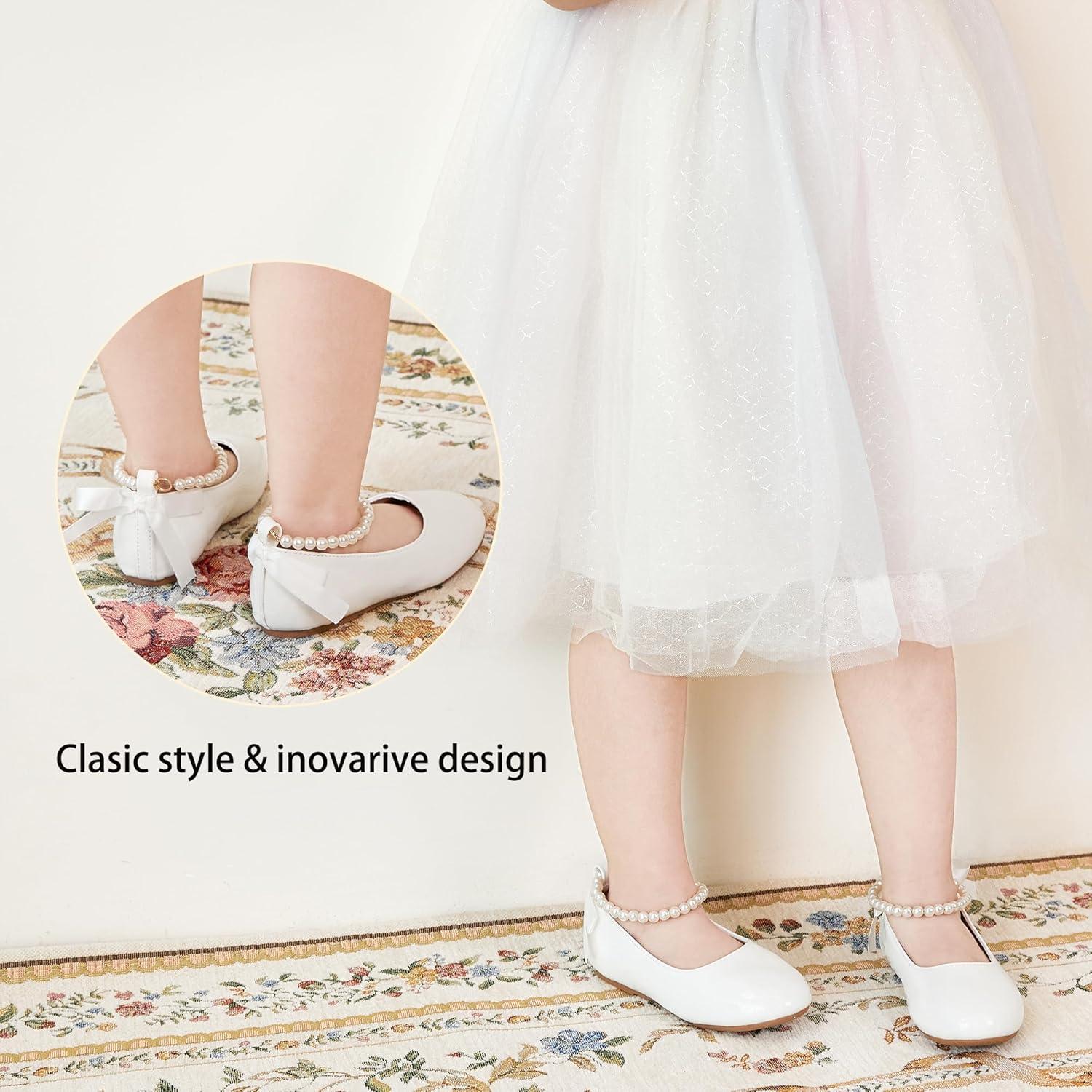 imageKiderence Toddler Girls Dress Shoes Little Kids Mary Janes Ballet Flats ToddlerCk926 White