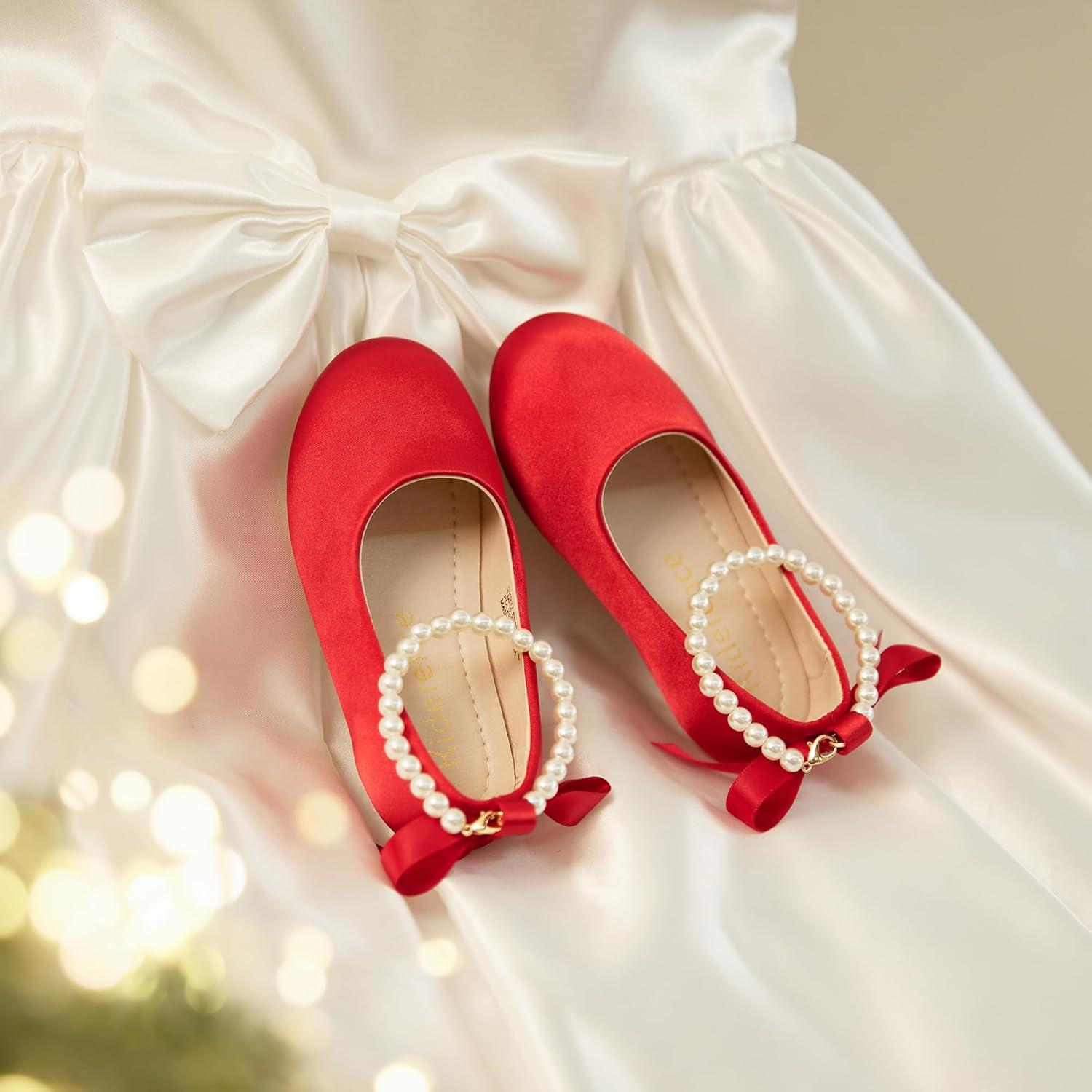 imageKiderence Toddler Girls Dress Shoes Little Kids Mary Janes Ballet Flats ToddlerCk927 Red