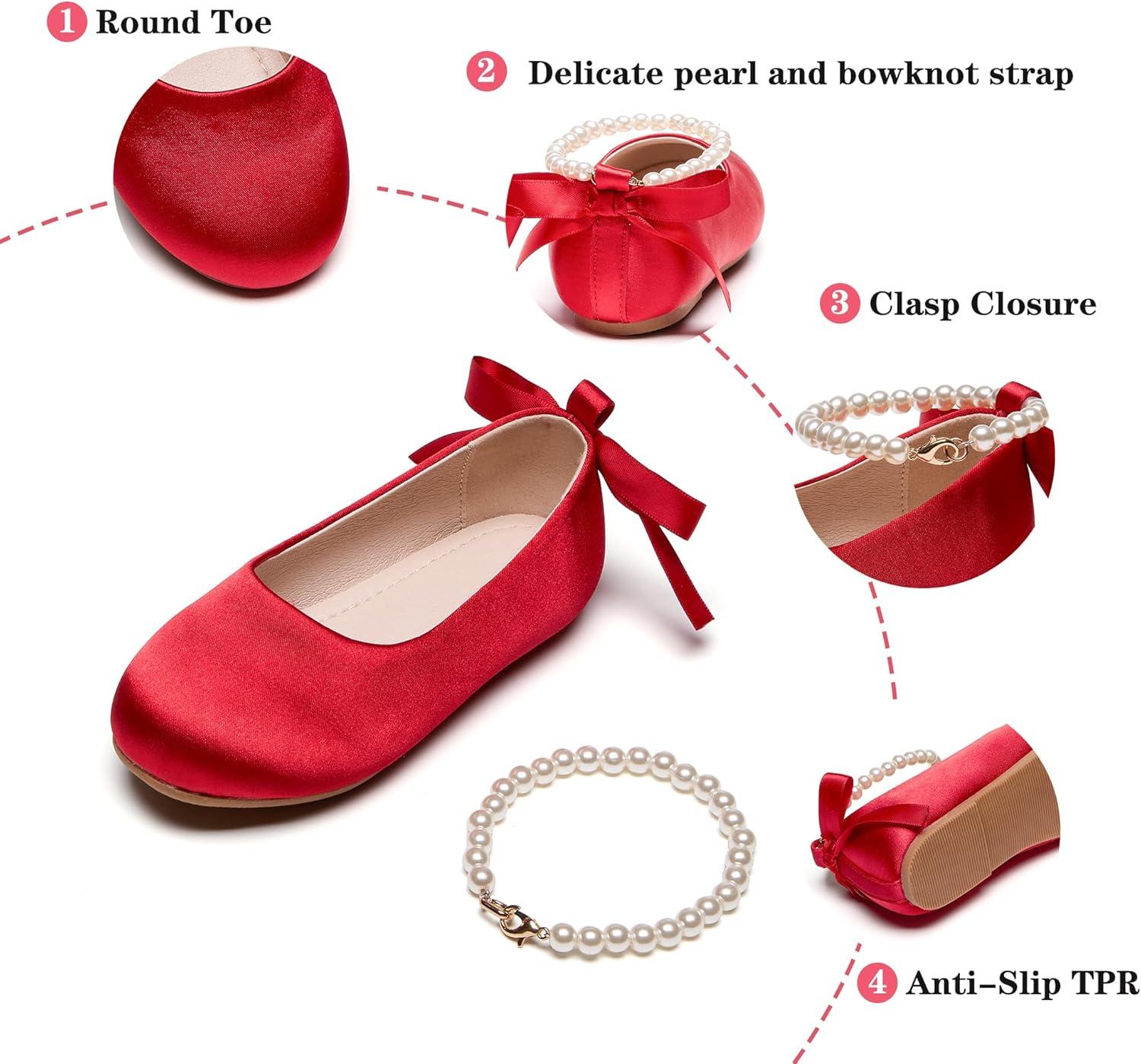 imageKiderence Toddler Girls Dress Shoes Little Kids Mary Janes Ballet Flats ToddlerCk927 Red