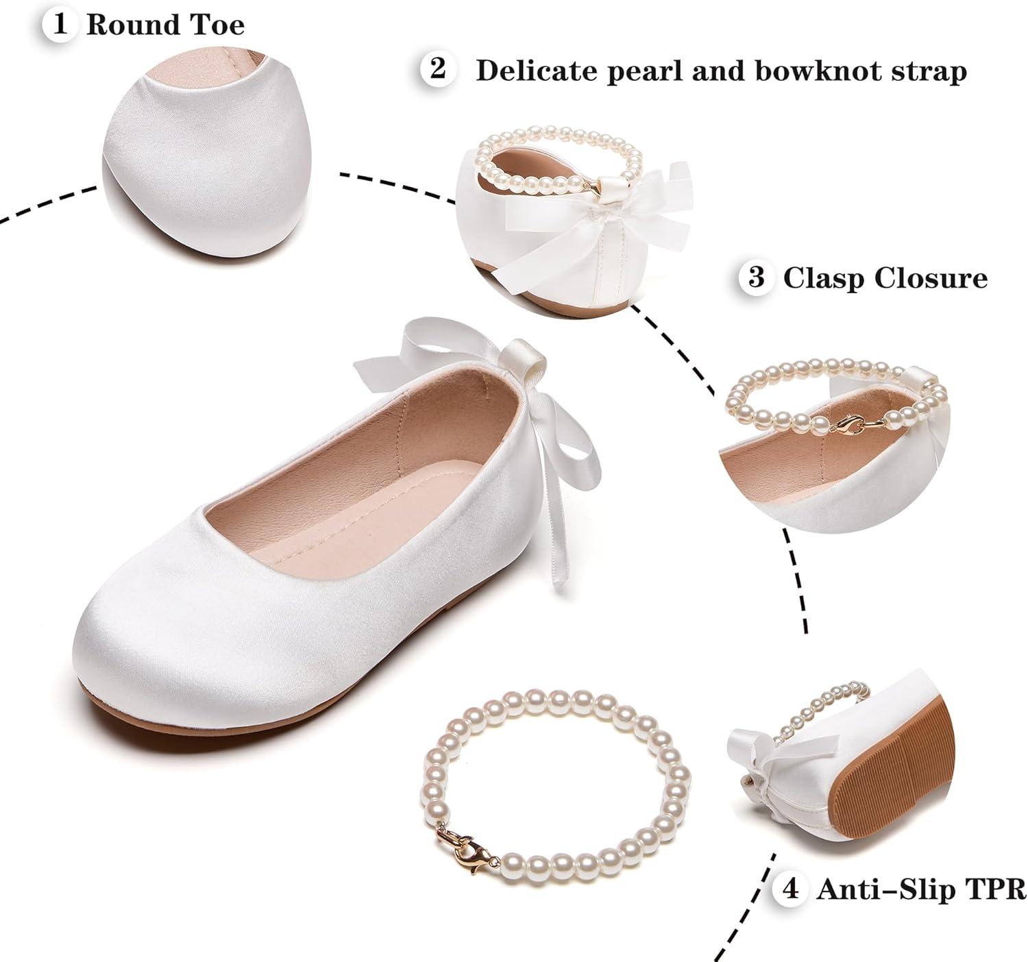 imageKiderence Toddler Girls Dress Shoes Little Kids Mary Janes Ballet Flats ToddlerCk927 White
