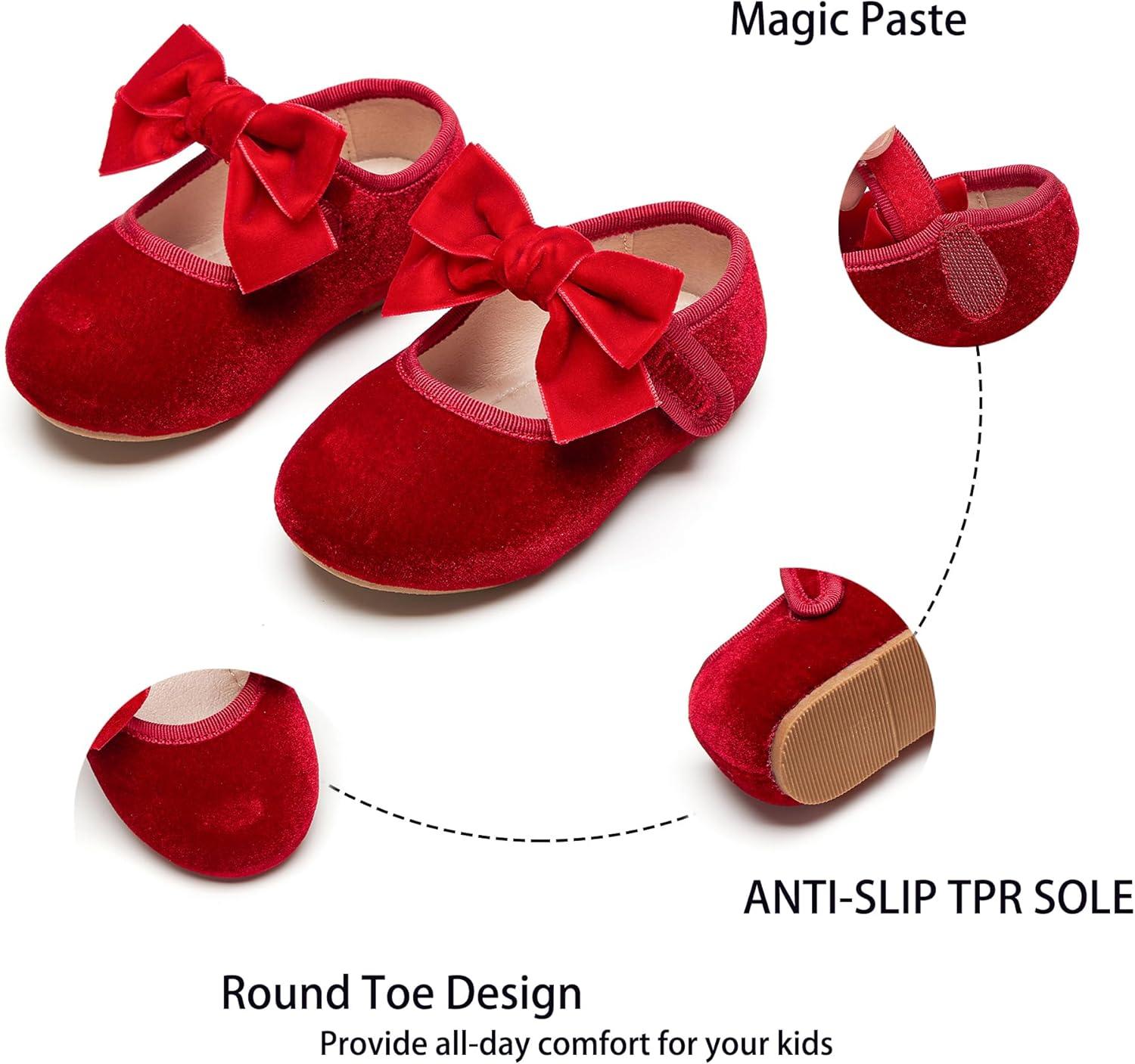 imageKiderence Toddler Girls Dress Shoes Little Kids Mary Janes Ballet Flats ToddlerCk940 Red