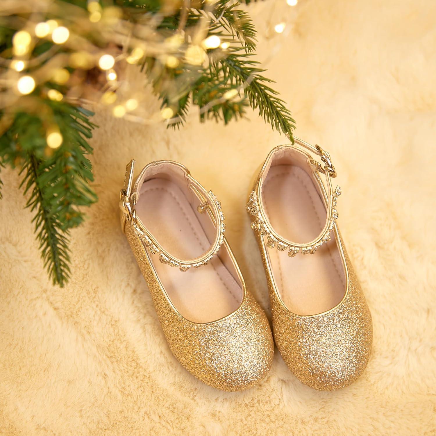 imageKiderence Toddler Girls Dress Shoes Little Kids Mary Janes Ballet Flats ToddlerCk941 Gold