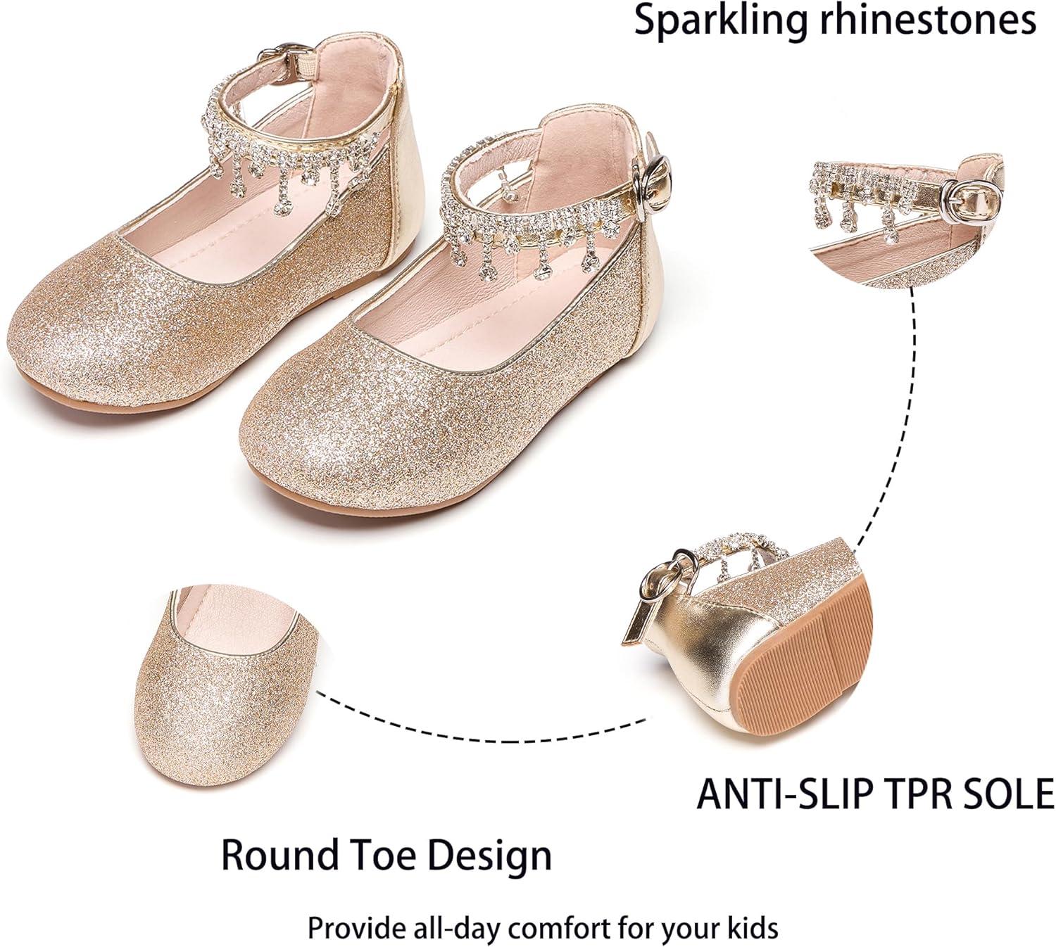 imageKiderence Toddler Girls Dress Shoes Little Kids Mary Janes Ballet Flats ToddlerCk941 Gold
