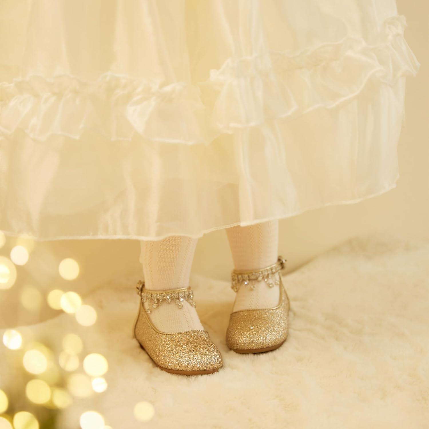 imageKiderence Toddler Girls Dress Shoes Little Kids Mary Janes Ballet Flats ToddlerCk941 Gold