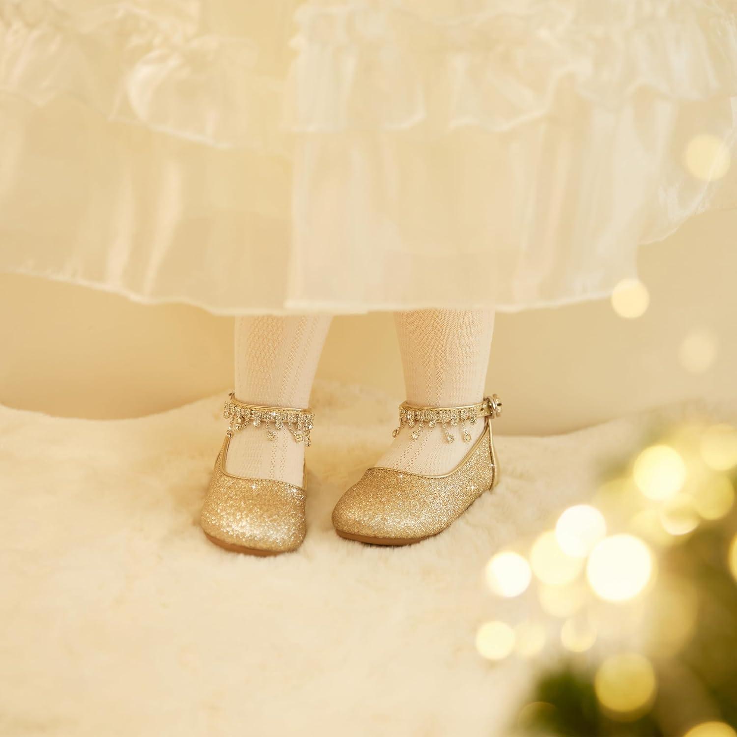 imageKiderence Toddler Girls Dress Shoes Little Kids Mary Janes Ballet Flats ToddlerCk941 Gold