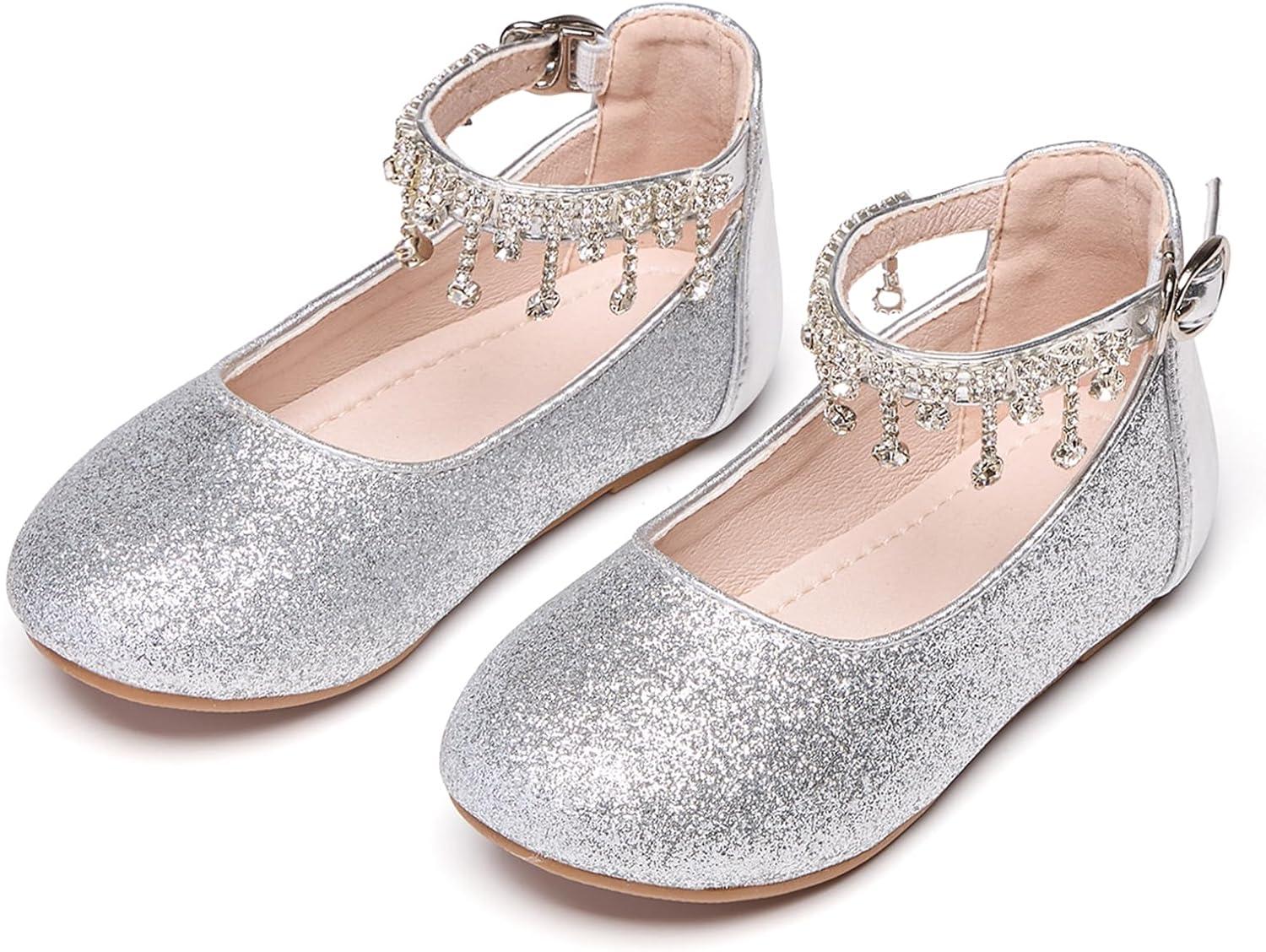 imageKiderence Toddler Girls Dress Shoes Little Kids Mary Janes Ballet Flats ToddlerCk941 Silver