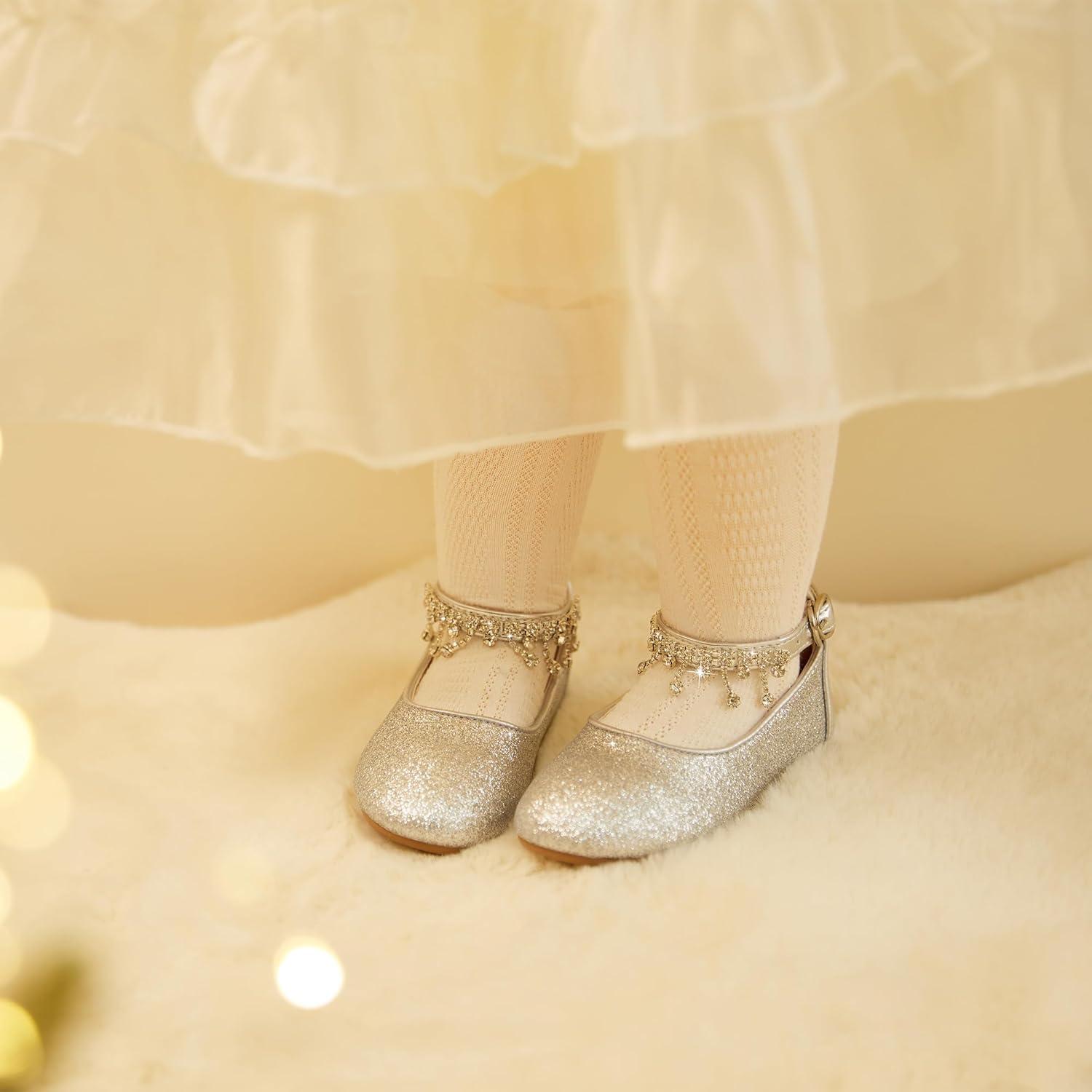 imageKiderence Toddler Girls Dress Shoes Little Kids Mary Janes Ballet Flats ToddlerCk941 Silver