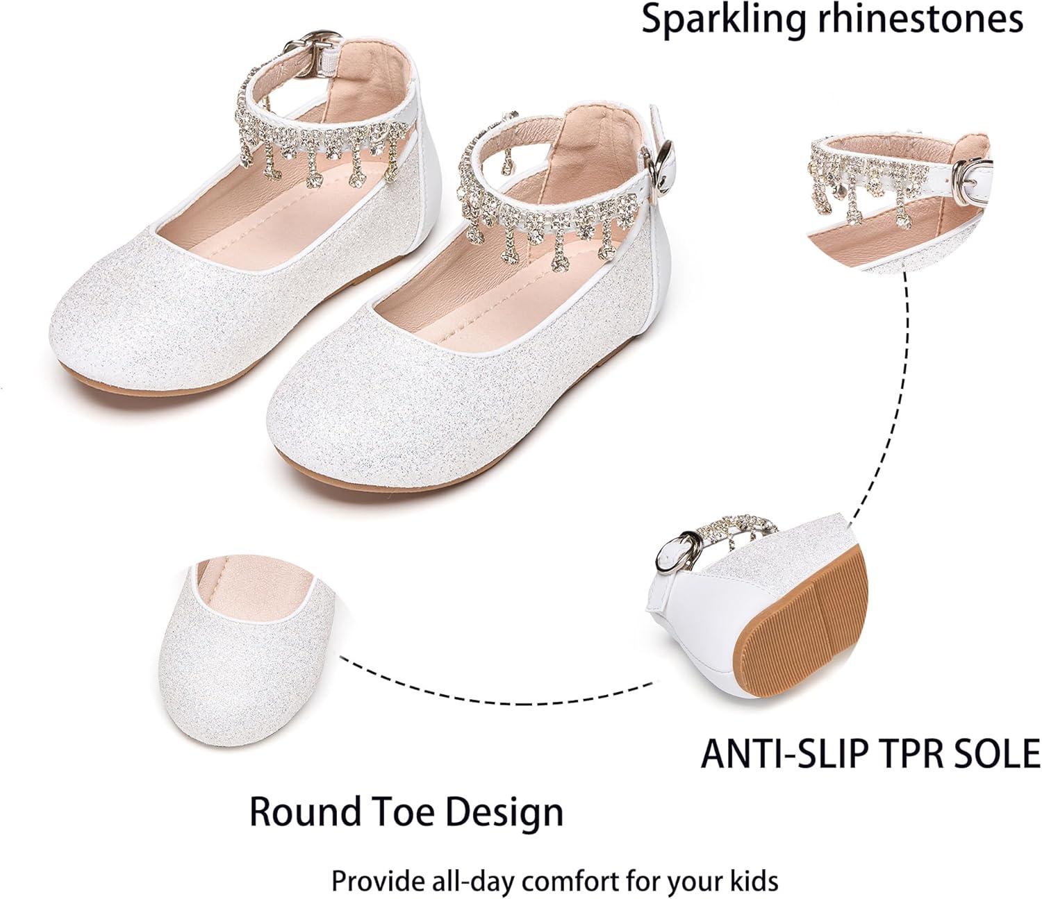 imageKiderence Toddler Girls Dress Shoes Little Kids Mary Janes Ballet Flats ToddlerCk941 White