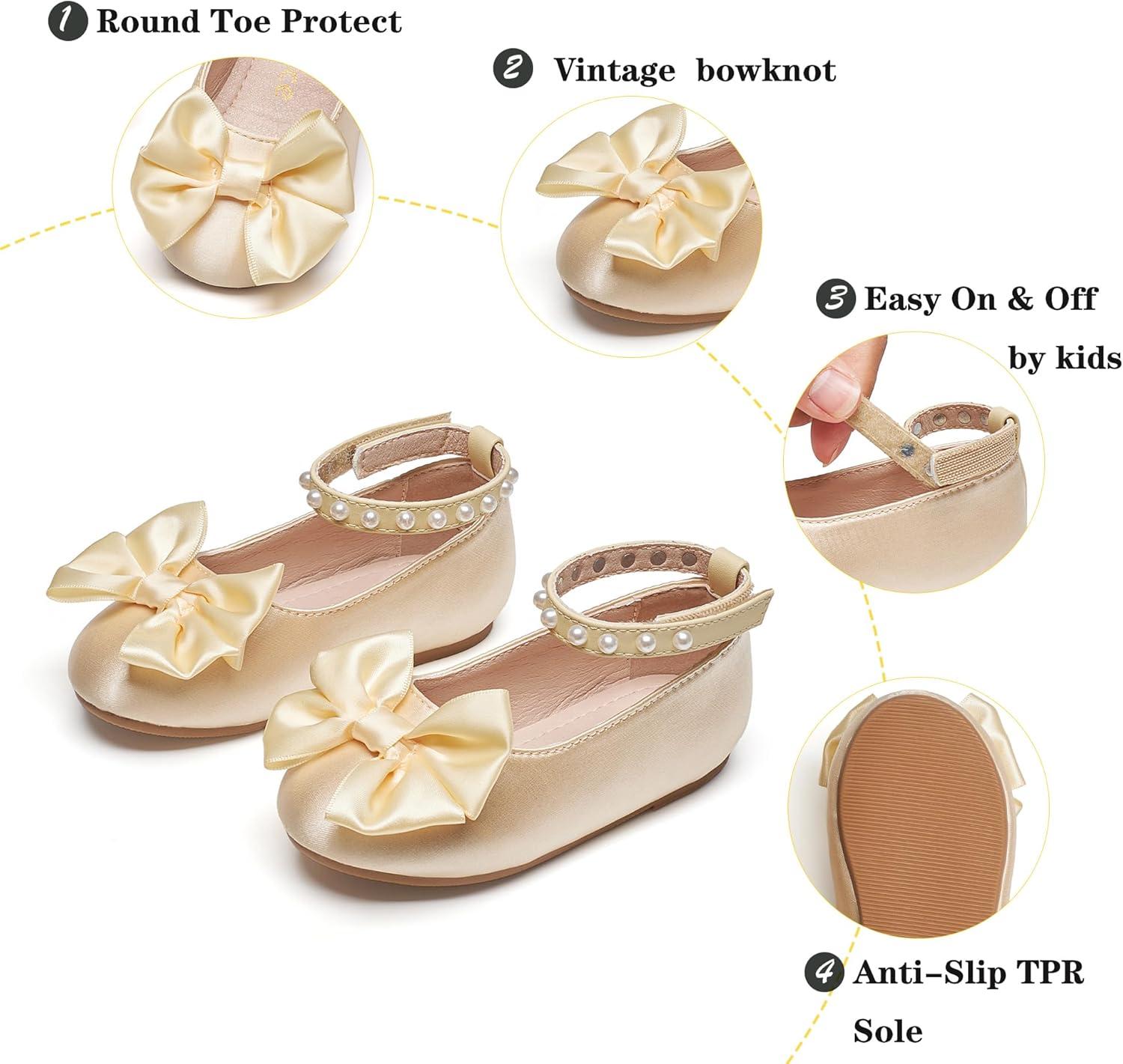 imageKiderence Toddler Girls Dress Shoes Little Kids Mary Janes Ballet Flats ToddlerCk942 Gold