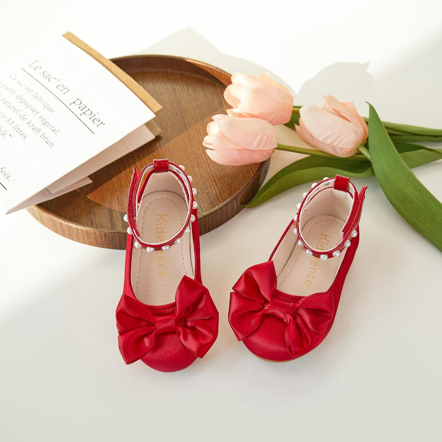 imageKiderence Toddler Girls Dress Shoes Little Kids Mary Janes Ballet Flats ToddlerCk942 Red