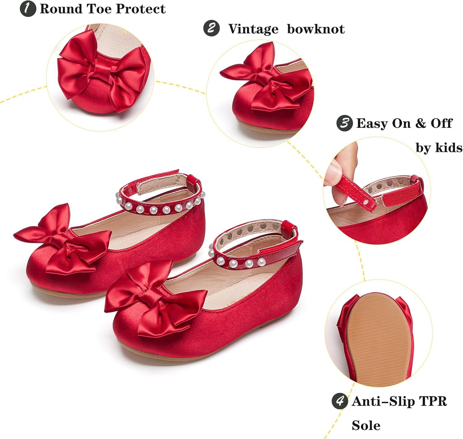 imageKiderence Toddler Girls Dress Shoes Little Kids Mary Janes Ballet Flats ToddlerCk942 Red