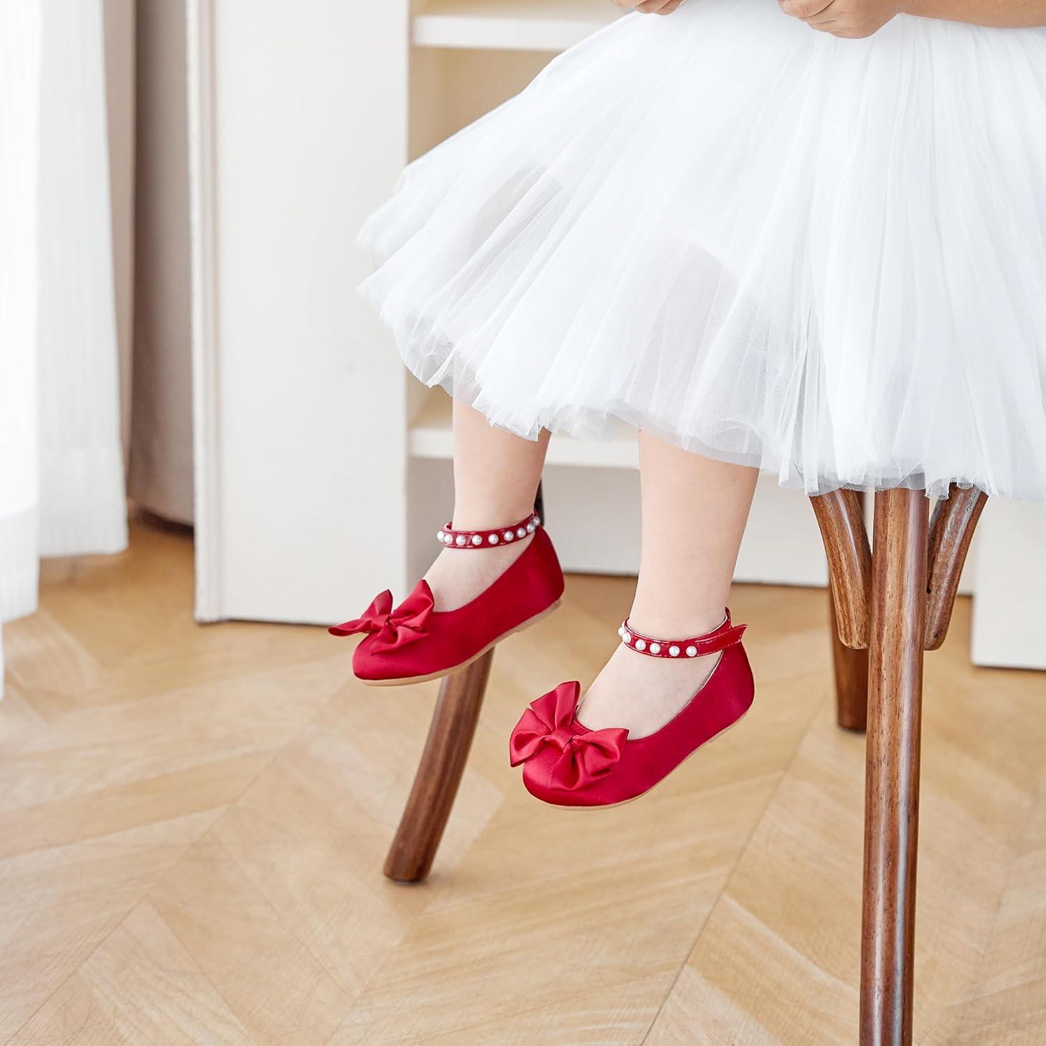 imageKiderence Toddler Girls Dress Shoes Little Kids Mary Janes Ballet Flats ToddlerCk942 Red