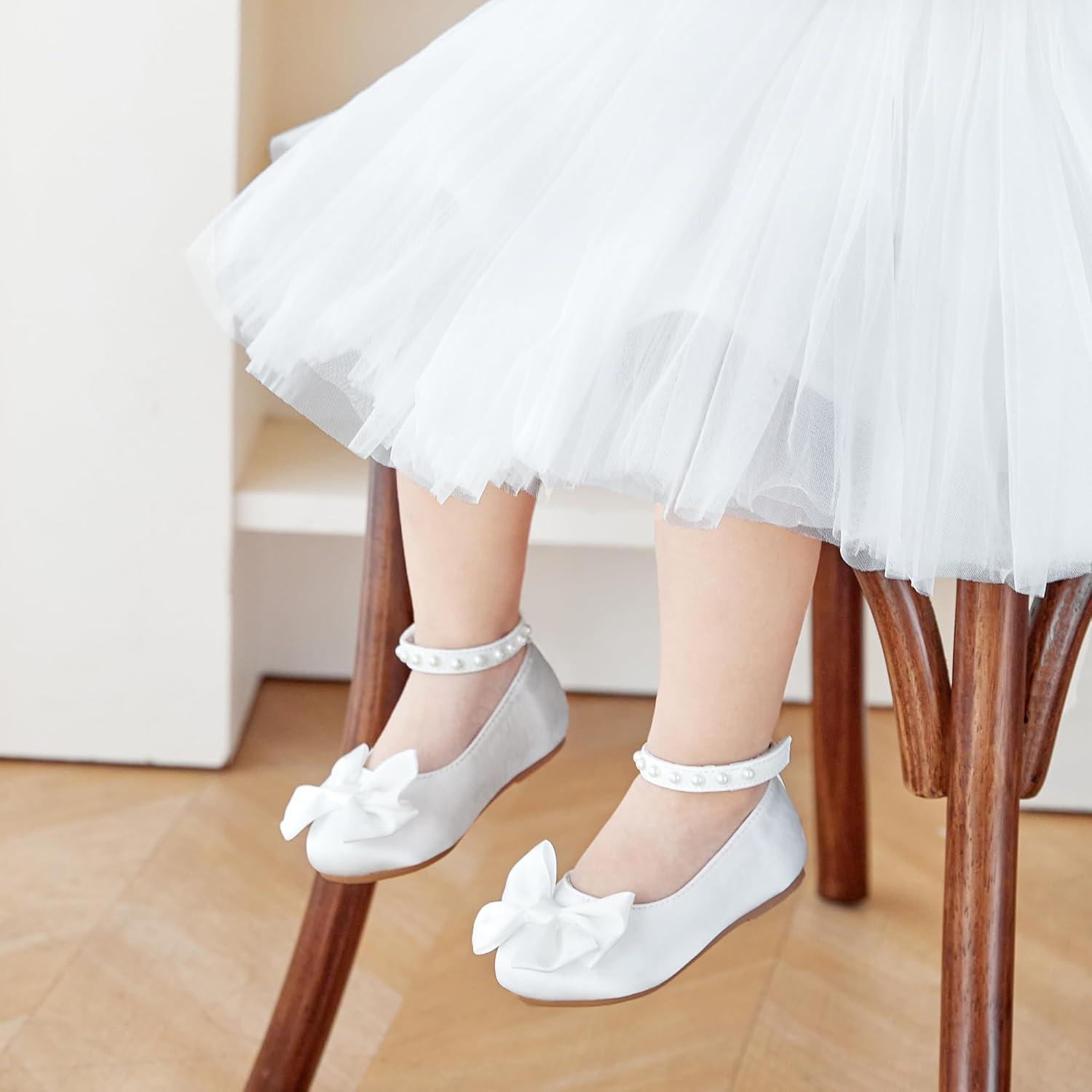 imageKiderence Toddler Girls Dress Shoes Little Kids Mary Janes Ballet Flats ToddlerCk942 White