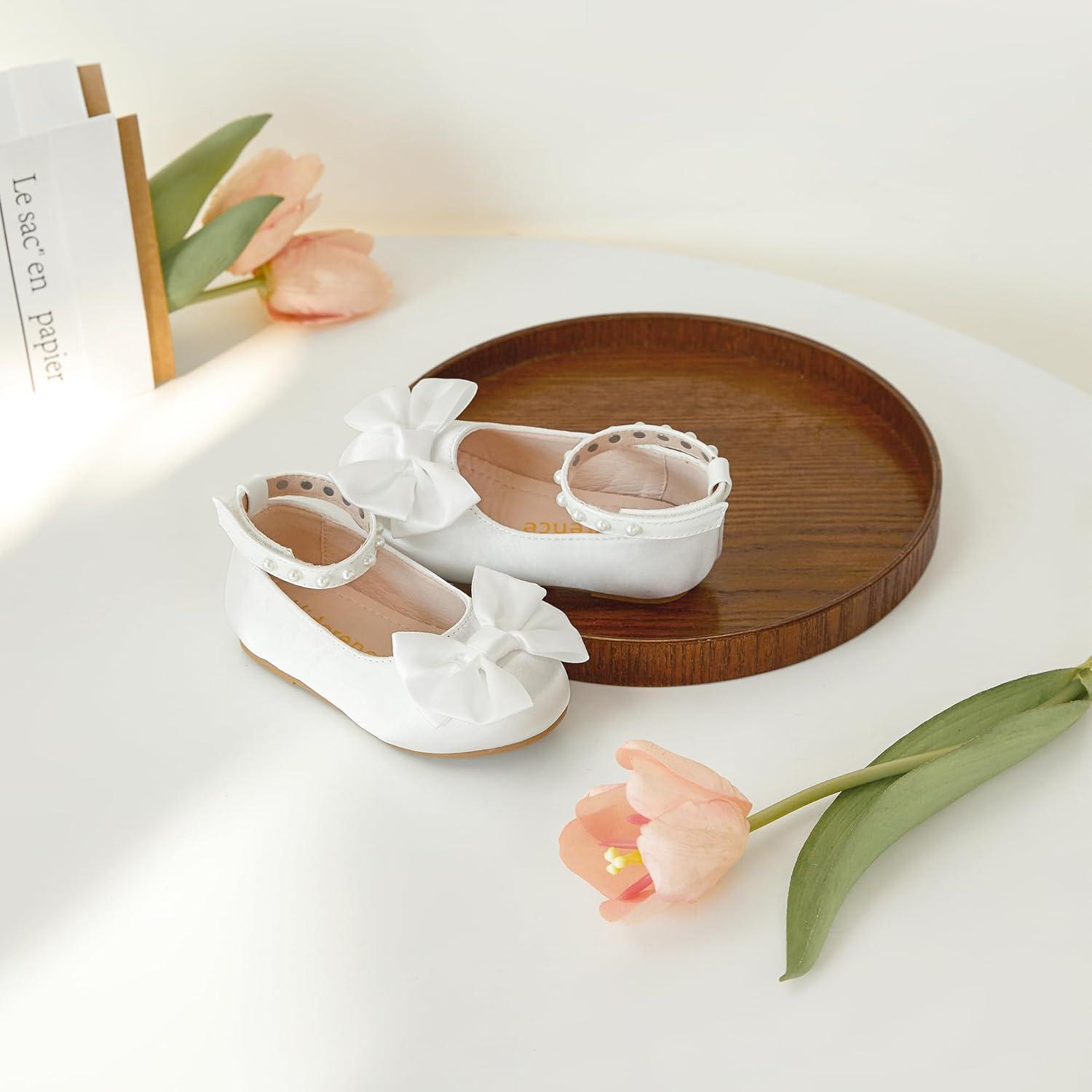 imageKiderence Toddler Girls Dress Shoes Little Kids Mary Janes Ballet Flats ToddlerCk942 White