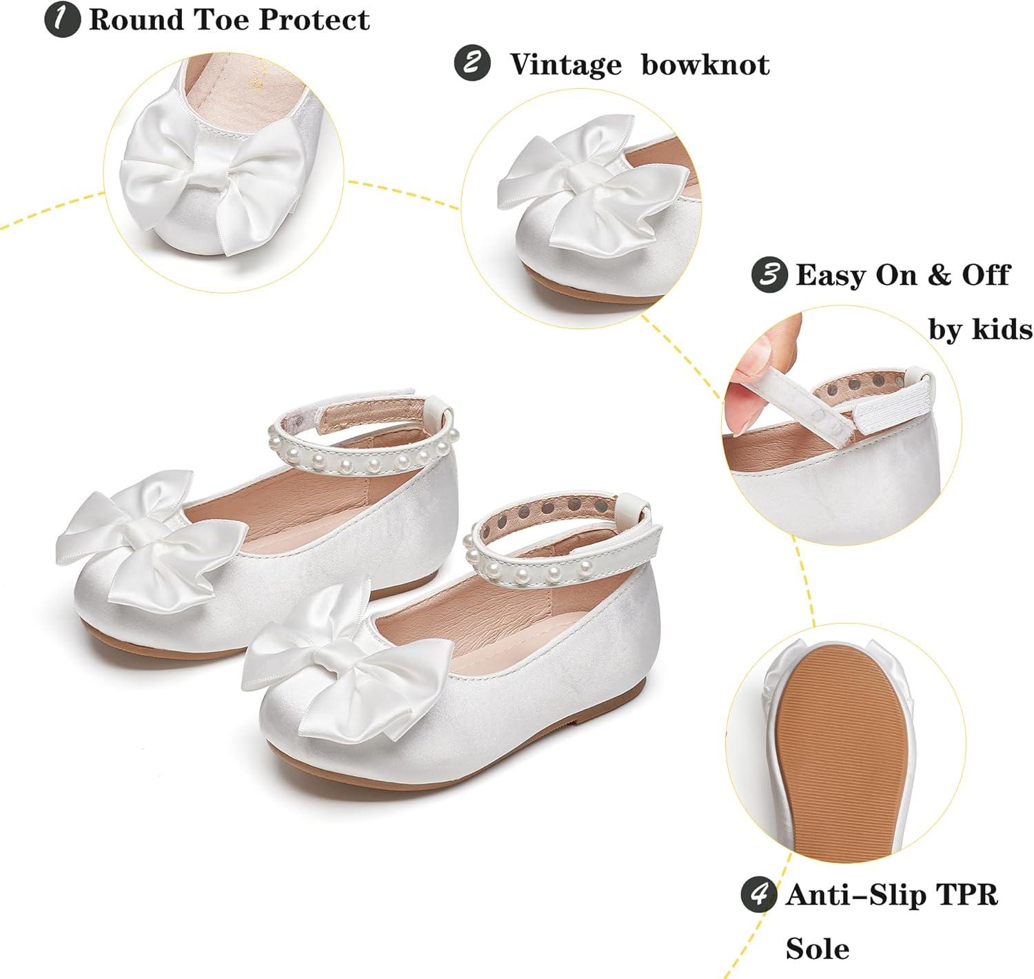 imageKiderence Toddler Girls Dress Shoes Little Kids Mary Janes Ballet Flats ToddlerCk942 White