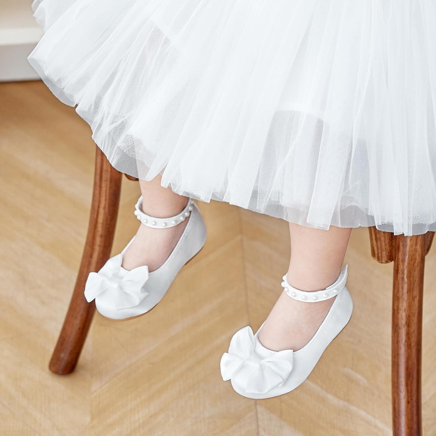 imageKiderence Toddler Girls Dress Shoes Little Kids Mary Janes Ballet Flats ToddlerCk942 White