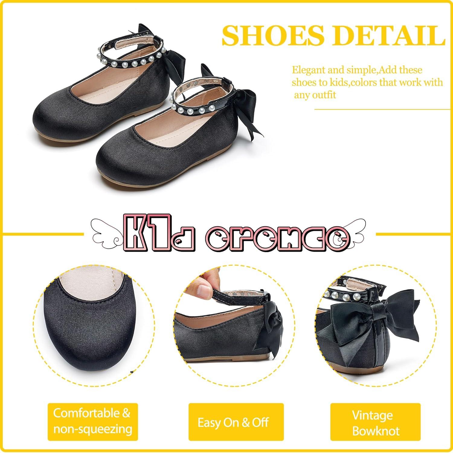 imageKiderence Toddler Girls Dress Shoes Little Kids Mary Janes Ballet Flats ToddlerCk943 Black