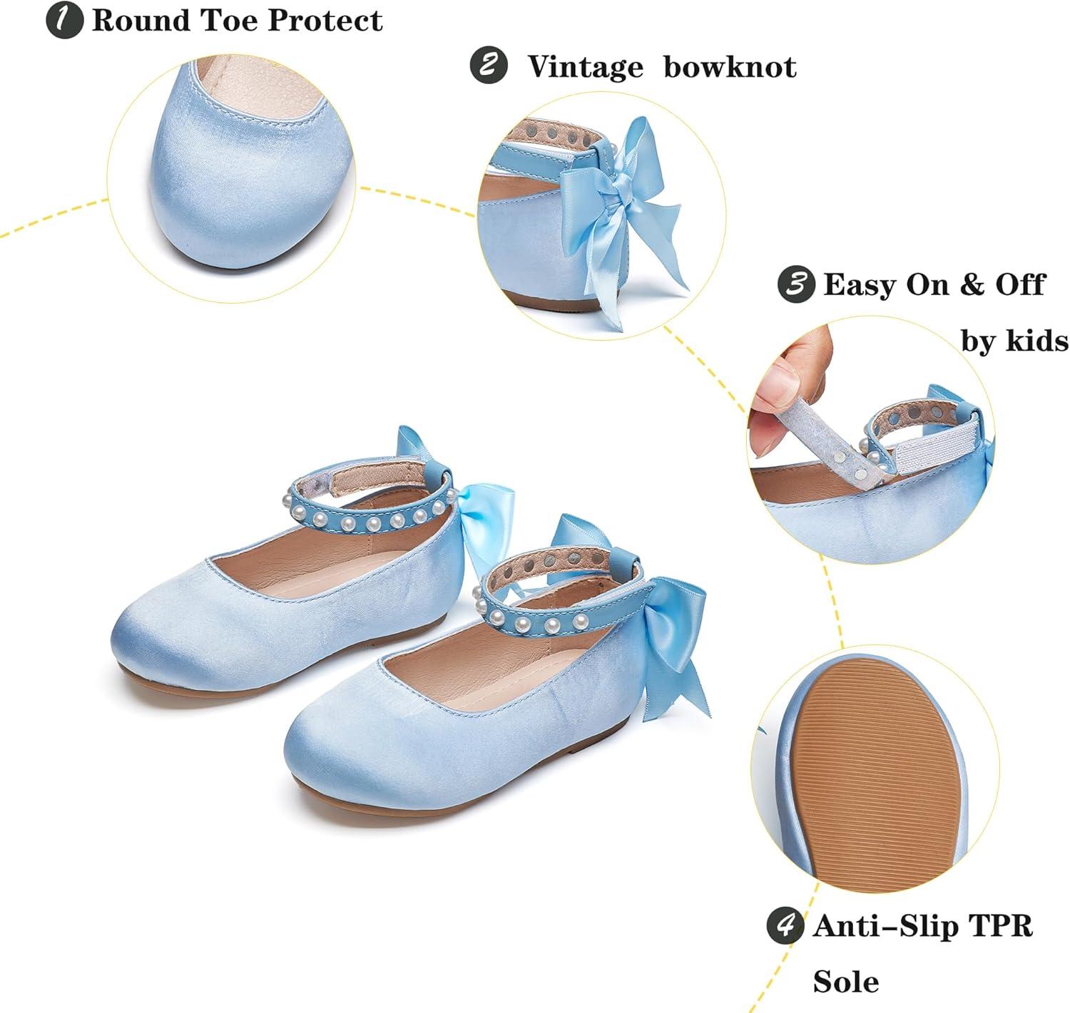 imageKiderence Toddler Girls Dress Shoes Little Kids Mary Janes Ballet Flats ToddlerCk943 Blue