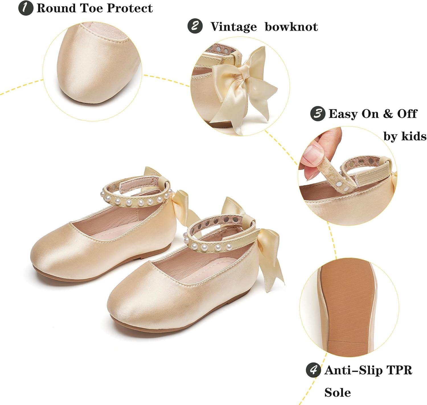 imageKiderence Toddler Girls Dress Shoes Little Kids Mary Janes Ballet Flats ToddlerCk943 Gold