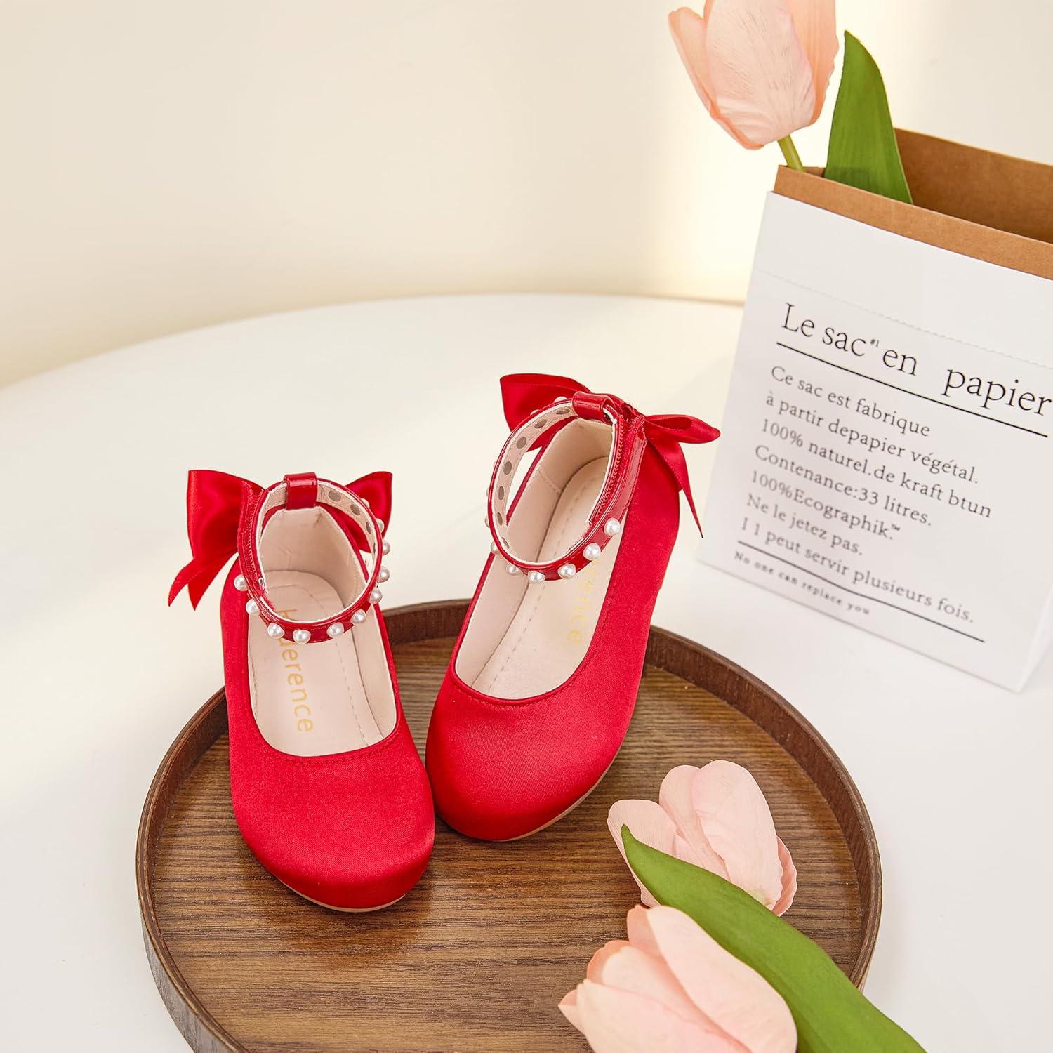 imageKiderence Toddler Girls Dress Shoes Little Kids Mary Janes Ballet Flats ToddlerCk943 Red