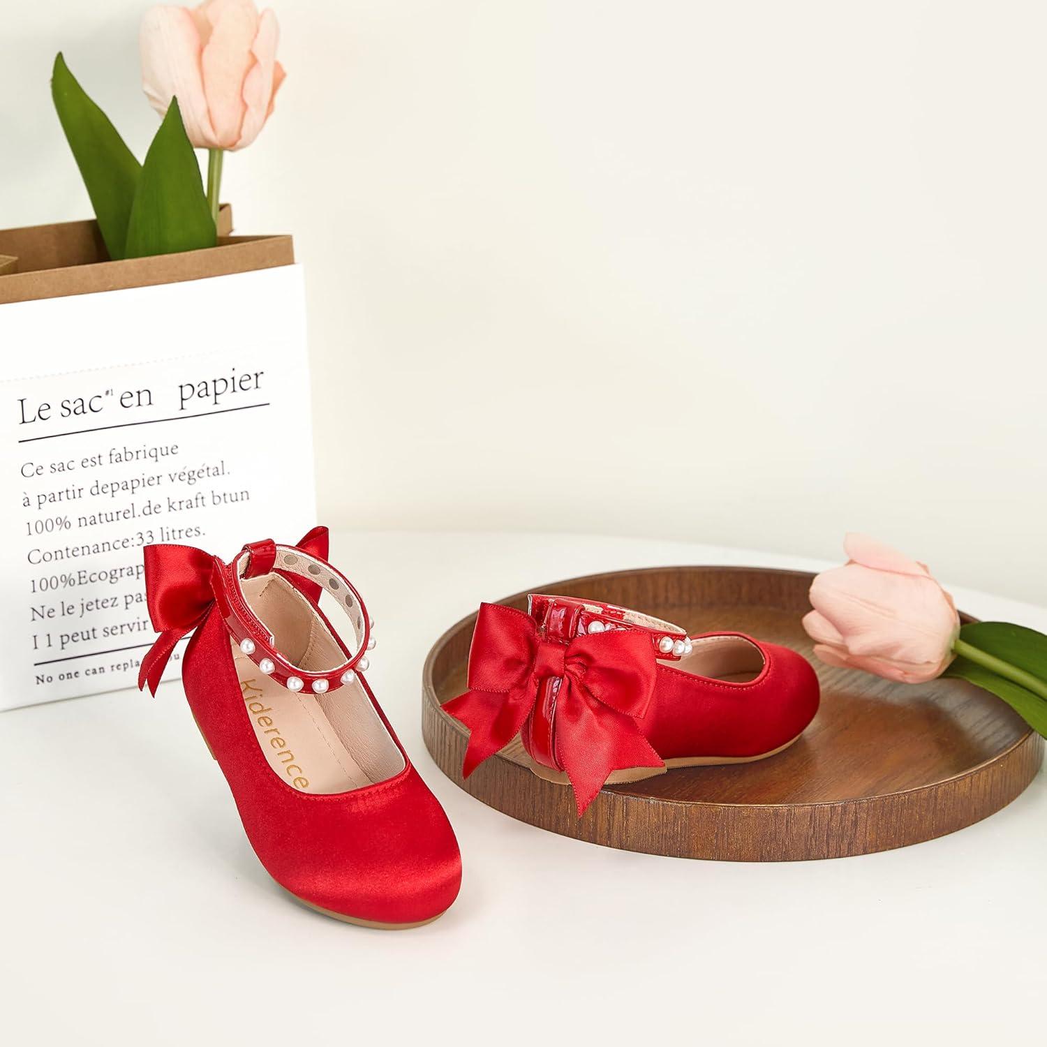 imageKiderence Toddler Girls Dress Shoes Little Kids Mary Janes Ballet Flats ToddlerCk943 Red