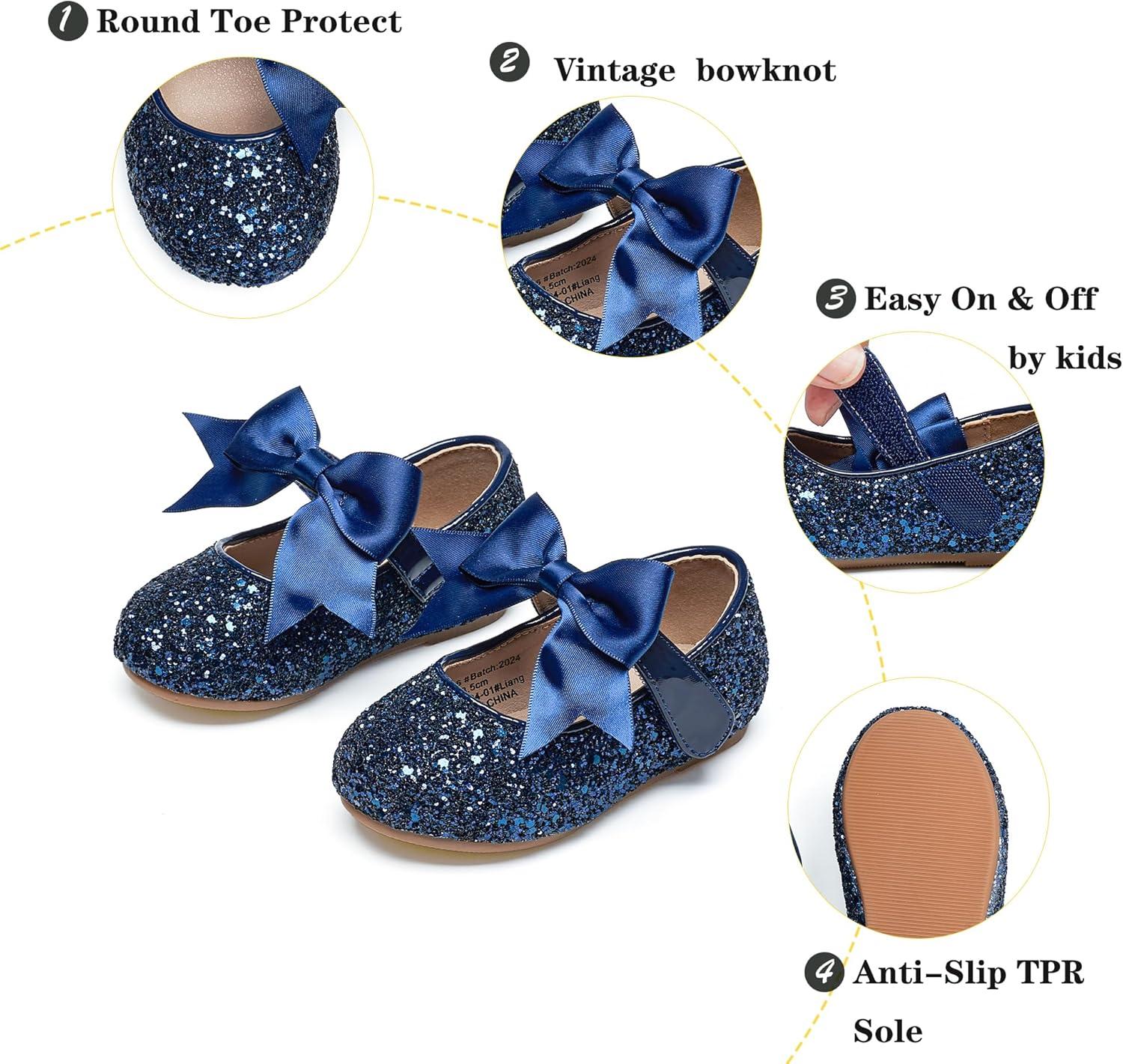 imageKiderence Toddler Girls Dress Shoes Little Kids Mary Janes Ballet Flats ToddlerCl06 Blue