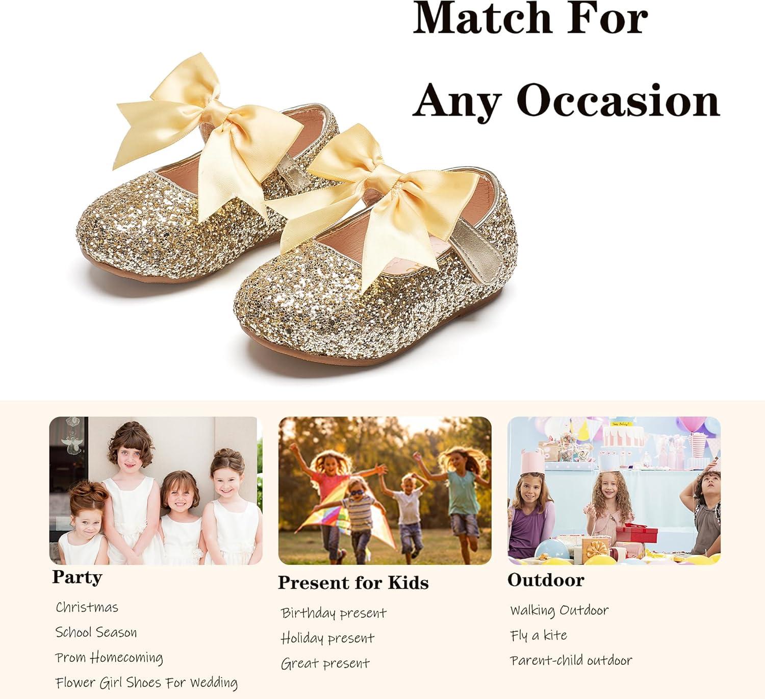 imageKiderence Toddler Girls Dress Shoes Little Kids Mary Janes Ballet Flats ToddlerCl06 Gold
